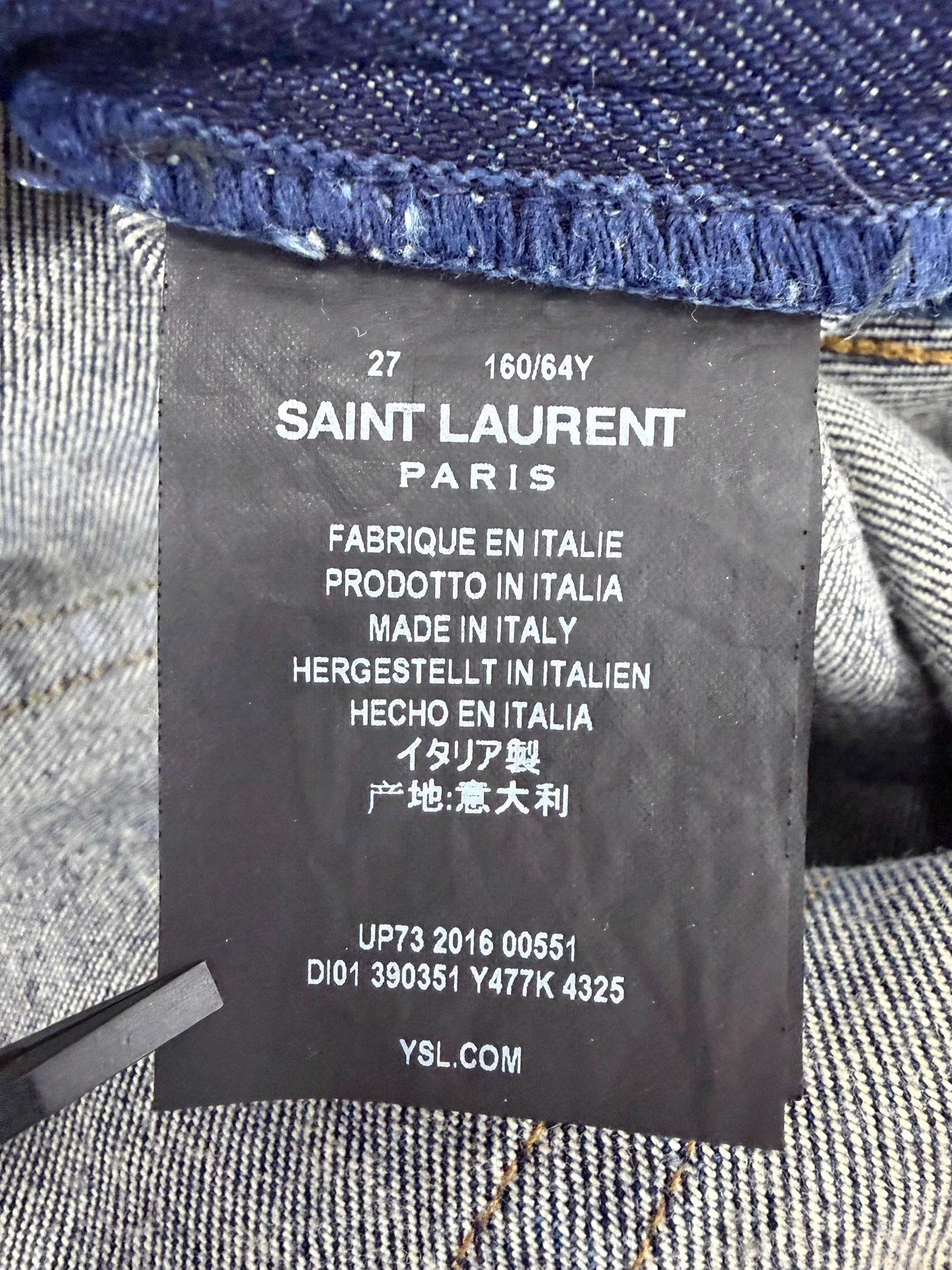 Saint Laurent Paris SLP16FW D01 Navy Blue Cat Paw Wash Jeans 27 Size US 27 - 6 Thumbnail