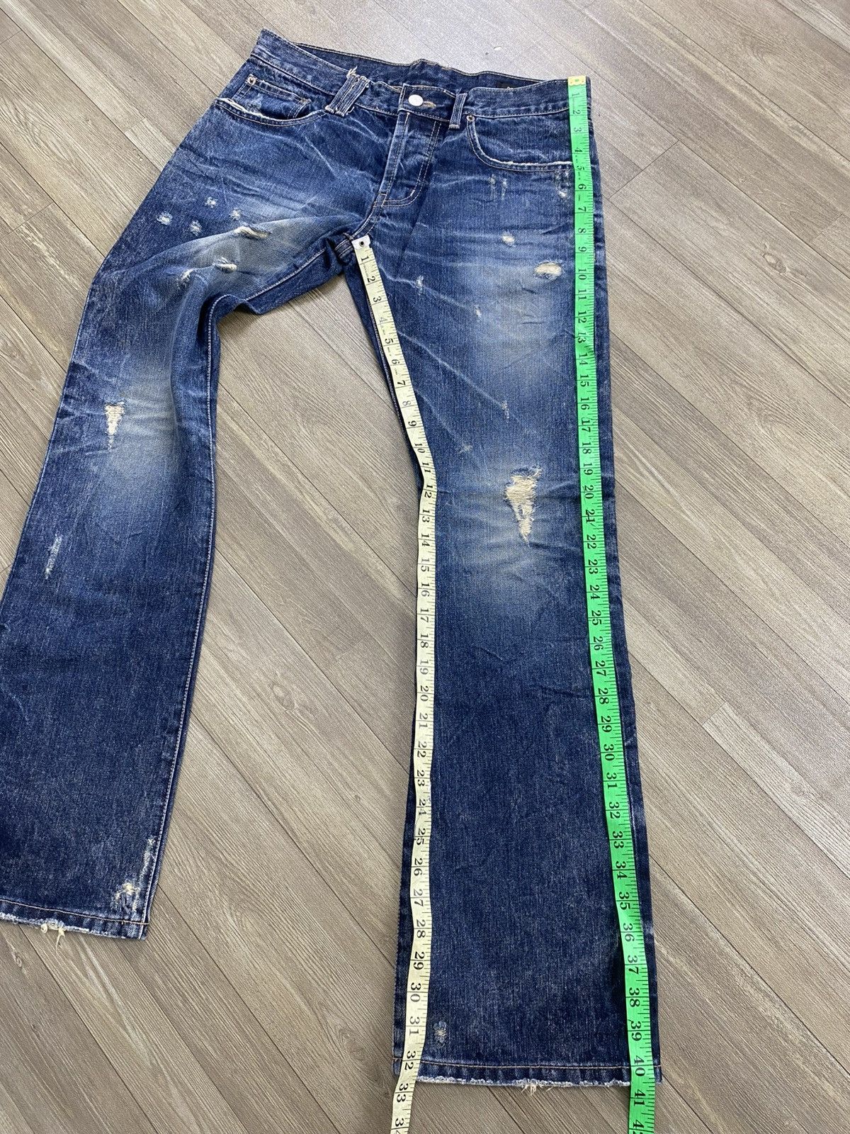 If Six Was Nine 2000s Dot & Stripe Distressed Punk Lgb Style Flared Jeans Size US 30 / EU 46 - 22 Thumbnail