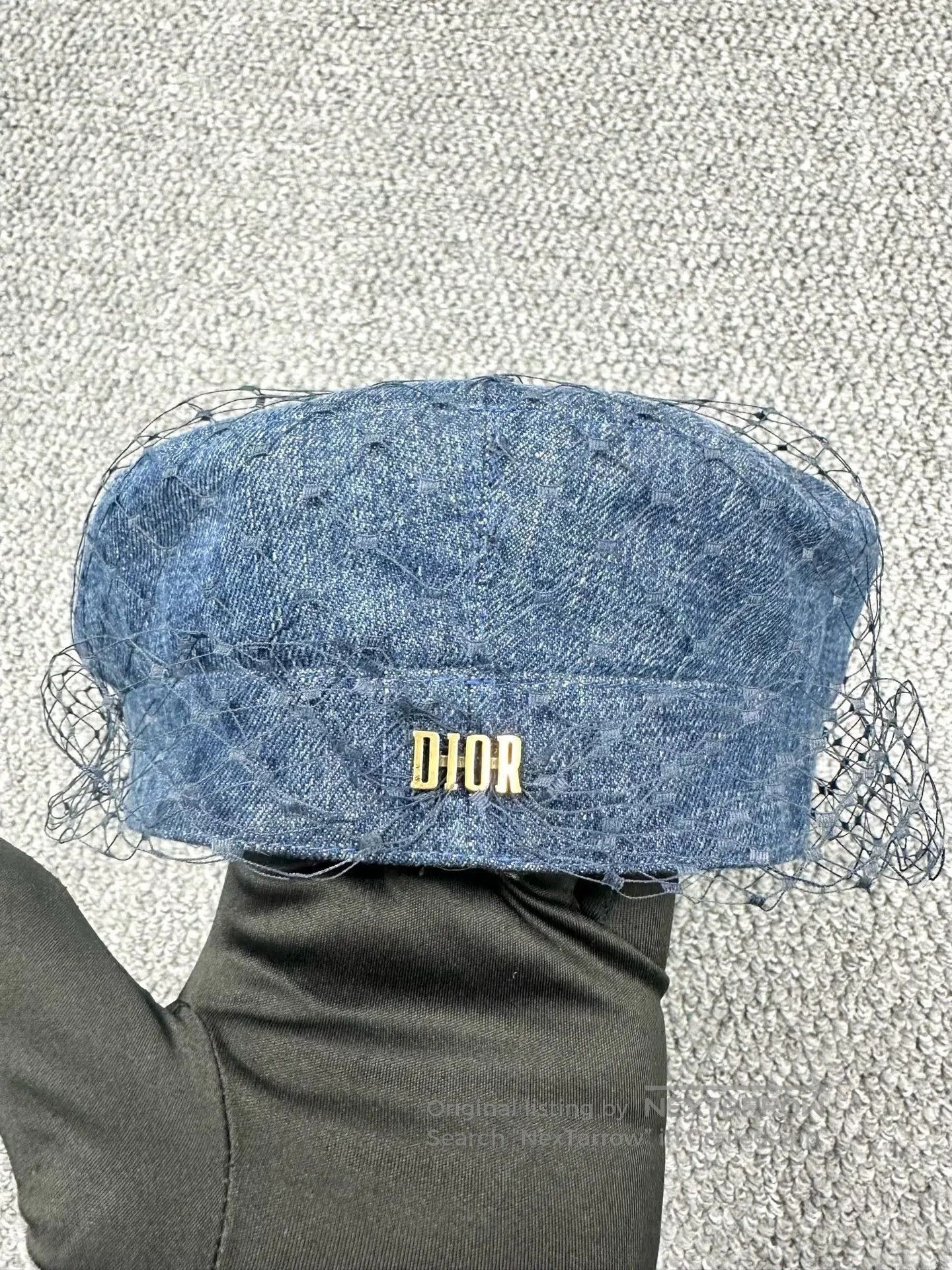 Dior Dior Blue Denim Mesh Overlay Beret. Size ONE SIZE - 2 Thumbnail