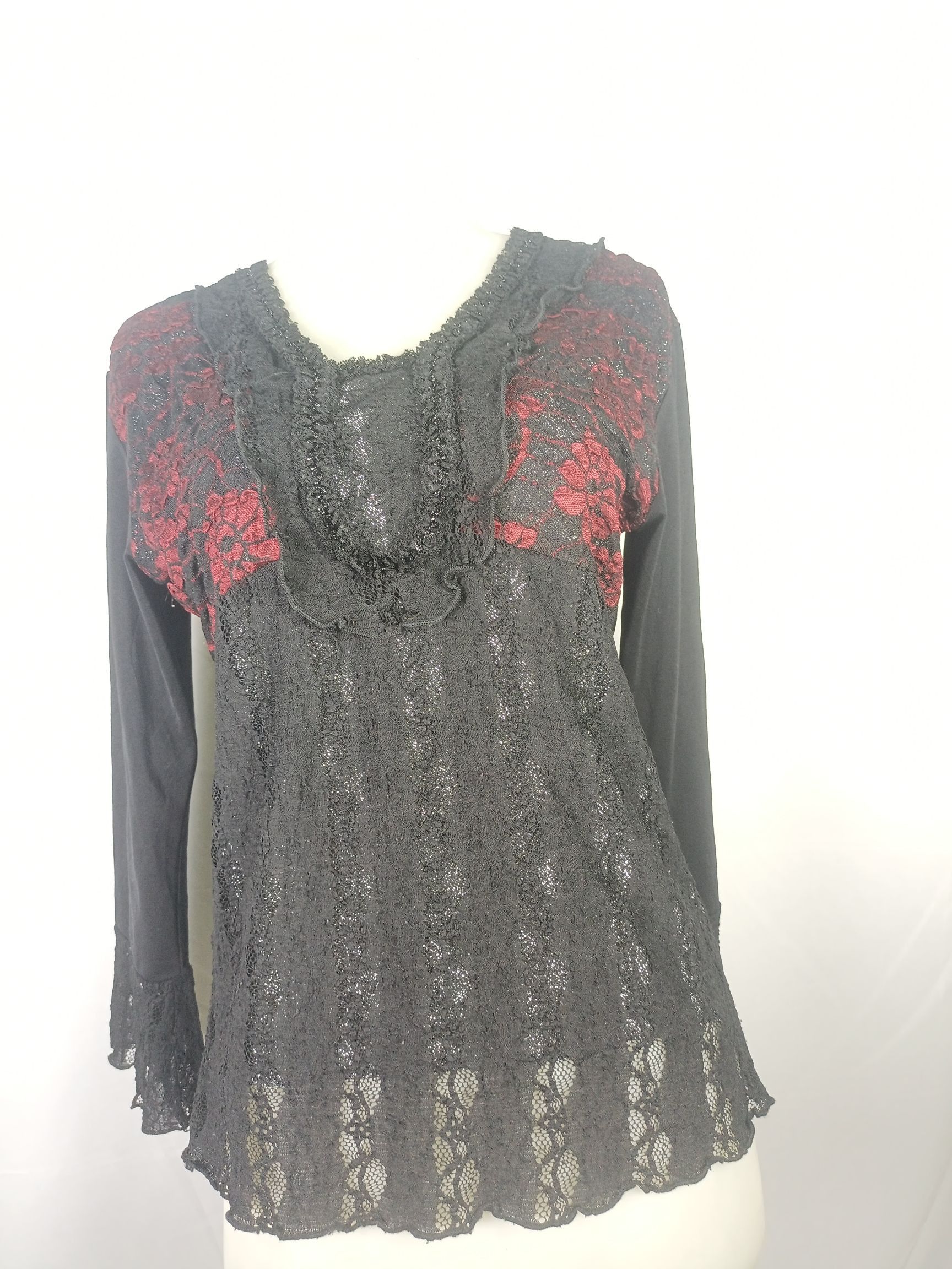 Japanese Brand × Vintage Women's Black Lace Blouse Size M / US 6-8 / IT 42-44 - 7 Thumbnail