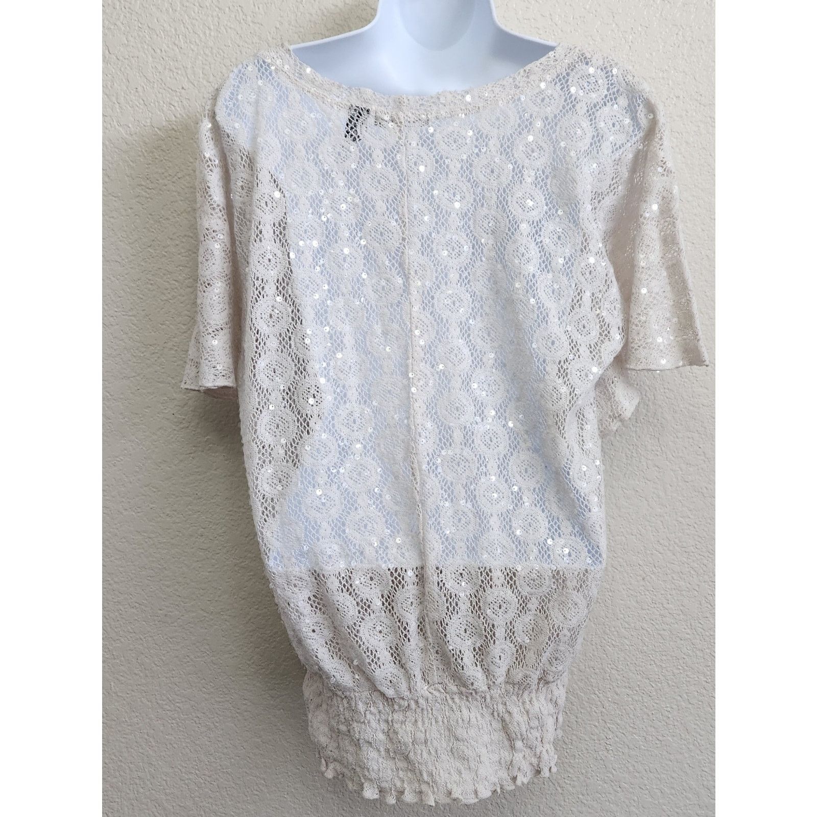 Other Deb White Lace Sequin Dolman Sleeve Top 1X Plus Lightweight Size XXL / US 16-18 / IT 52-54 - 4 Thumbnail