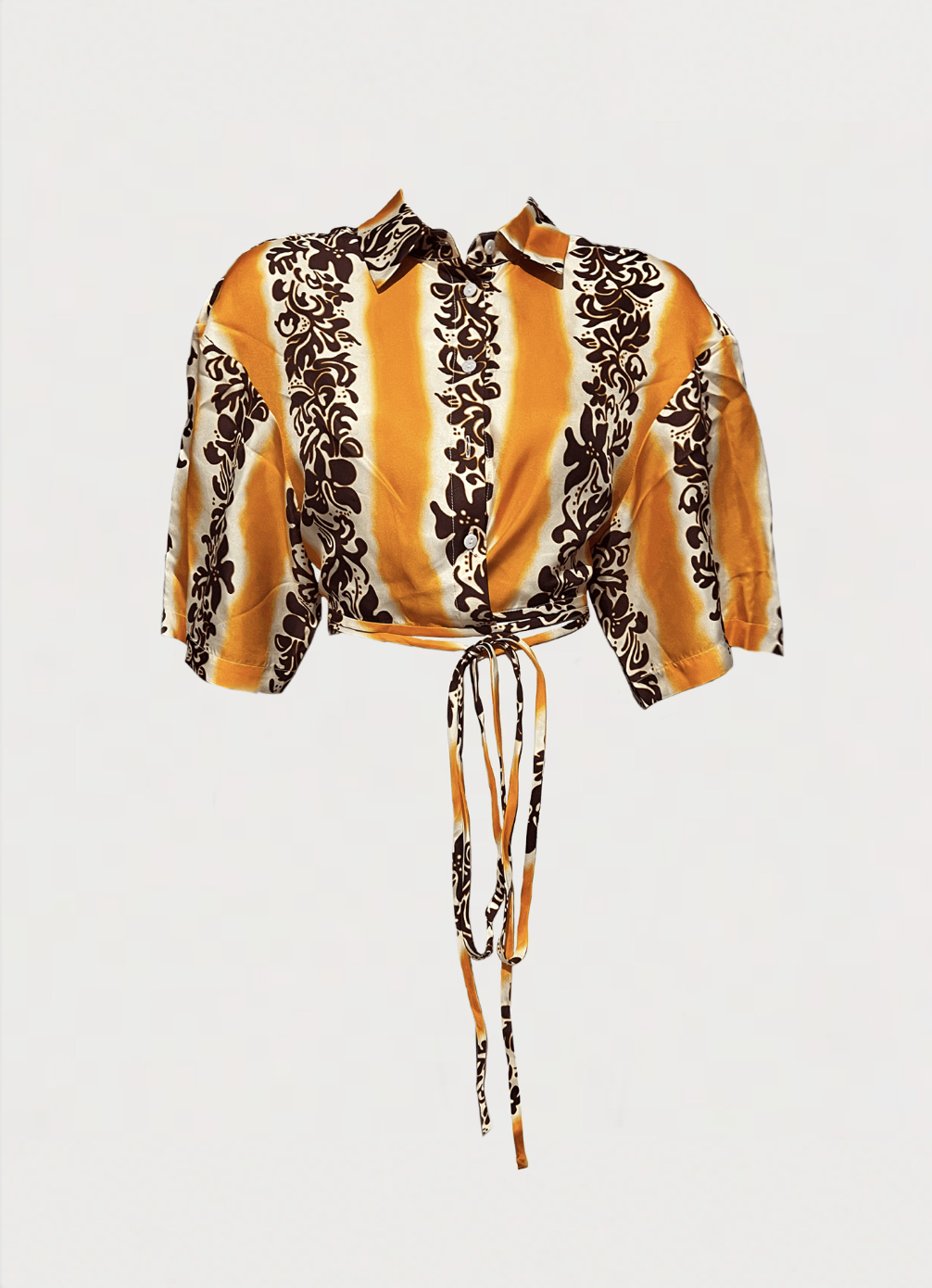 Hibiscus Short Sleeve Crop Tie Shirt