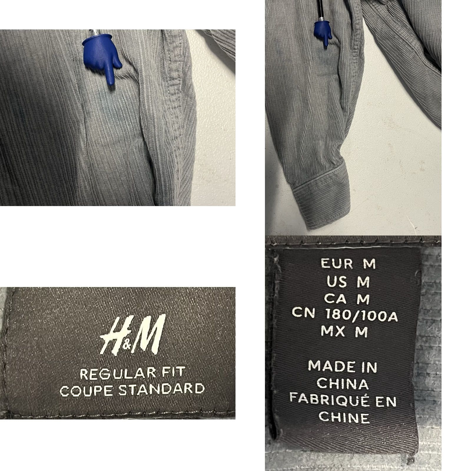 H&M VINTAGE? H&M Jacket Mens M Grey Corduroy Jacket Full Zip See All Pics Size US M / EU 48-50 / 2 - 8 Thumbnail