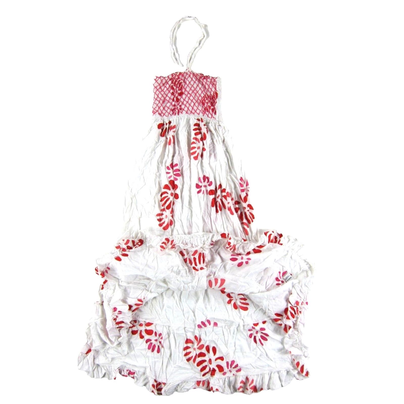 Pinko BAGUS 100% Rayon White Pink Floral Halter Tie Tank Tiered Midi Sun Dress S-M Size S / US 4 / IT 40 - 6 Thumbnail