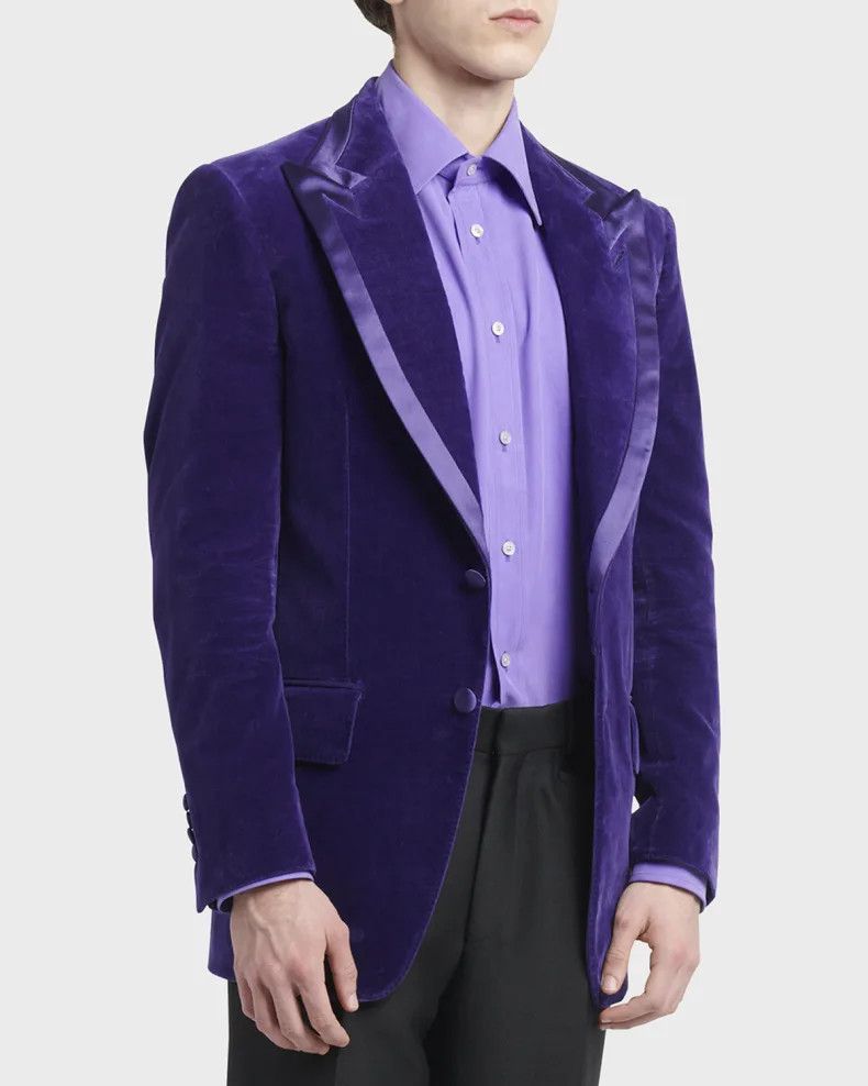 Tom Ford o1w1db10125 JEAPT2 Velvet Jacket in Blue Size US M / EU 48-50 / 2 - 2 Thumbnail