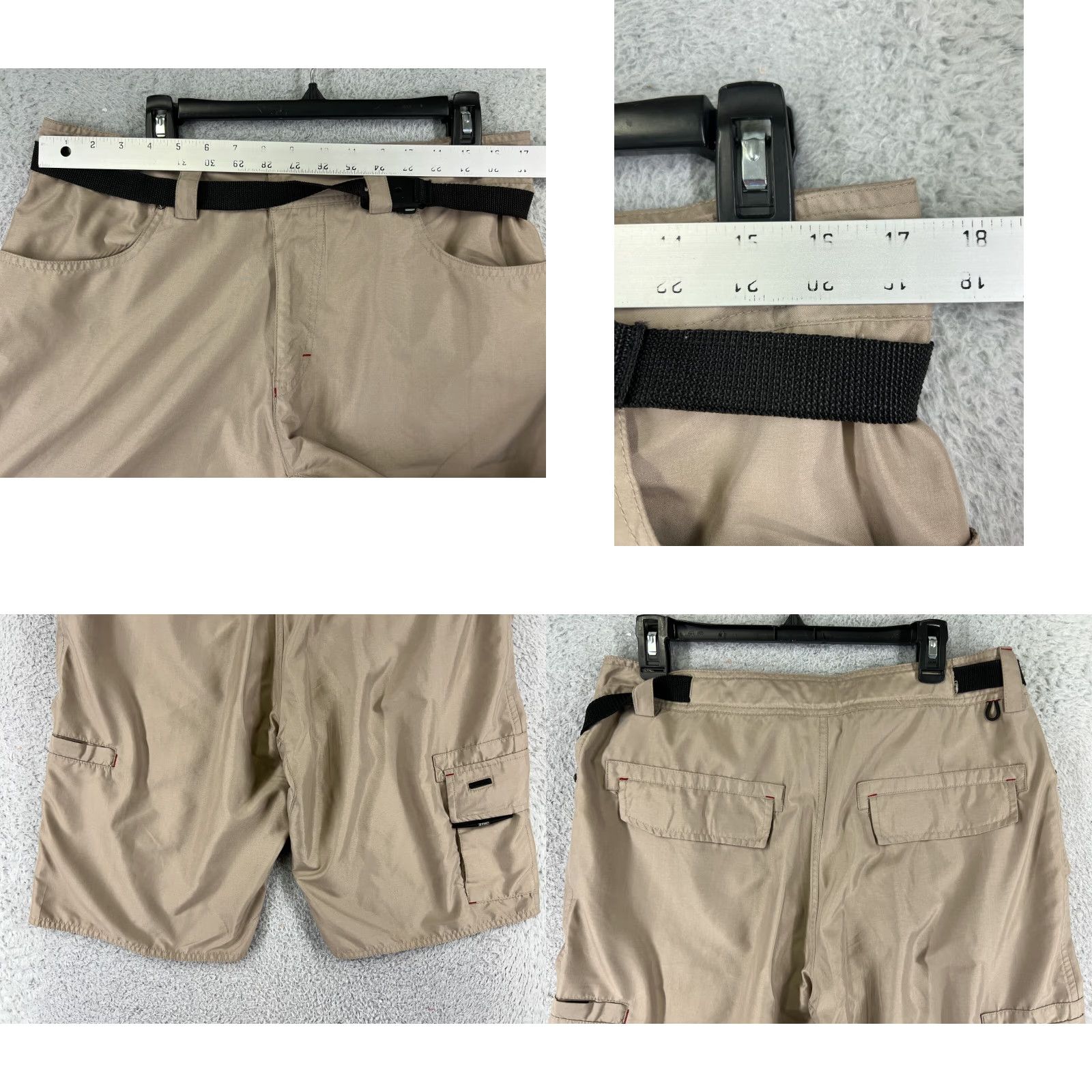 Vintage ZOIC Mens Cargo Shorts Beige XL Canvas Belted Cargo Pocket Casual Outdoors Hiking Camping Fishing Shirt? Size US 36 / EU 52 - 9 Thumbnail