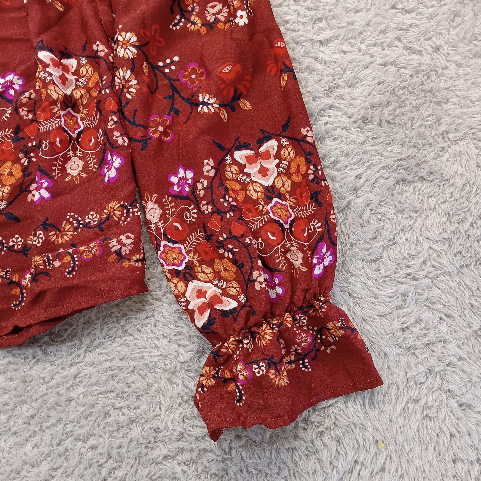 & Other Stories Rue 21 Top XS Women's Long Sleeve Blouse Floral Faux Button Size XXL / US 16-18 / IT 52-54 - 4 Thumbnail