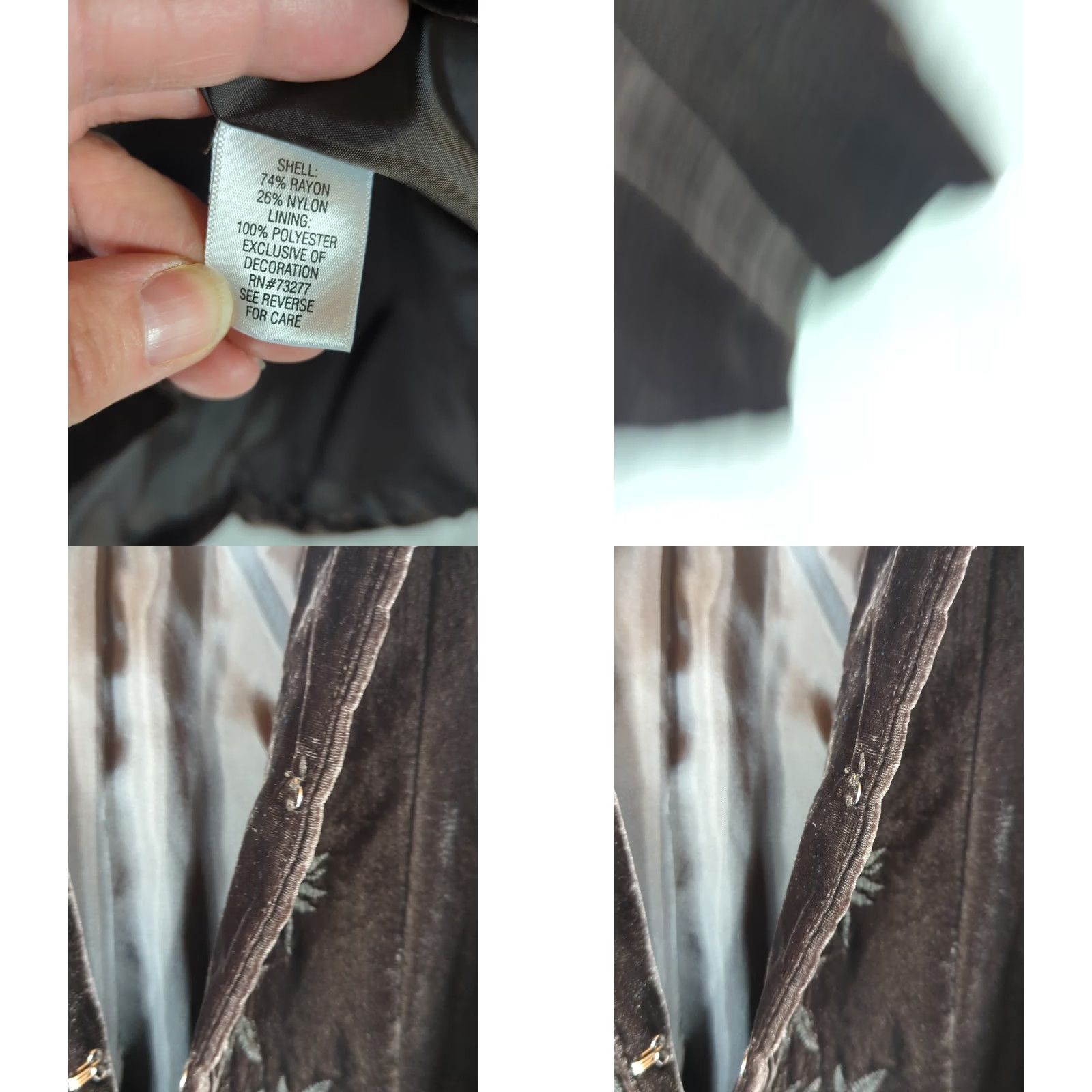 Apt. 9 VINTAGE Apt 9 dark brown velvet embroidered blazer jacket Womens 16 whimsy goth fairycore Size XXL / US 16-18 / IT 52-54 - 8 Thumbnail