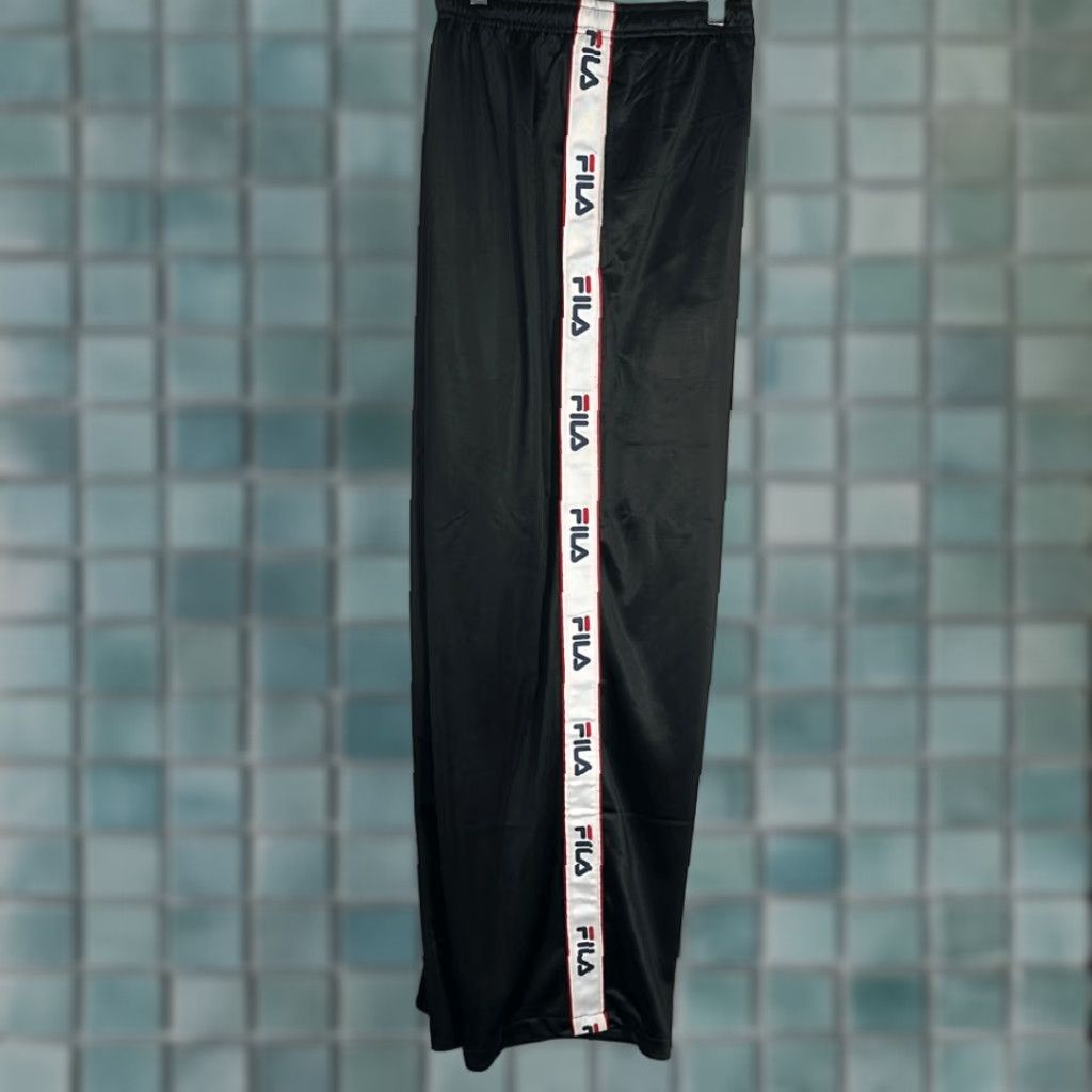 Fila VINTAGE Fila Track Pants Men’s 4XL Black Tapered Logo on Sides Polyester Track Pants Mens 4XL Black 90s Activewear Size US 39 - 1 Thumbnail