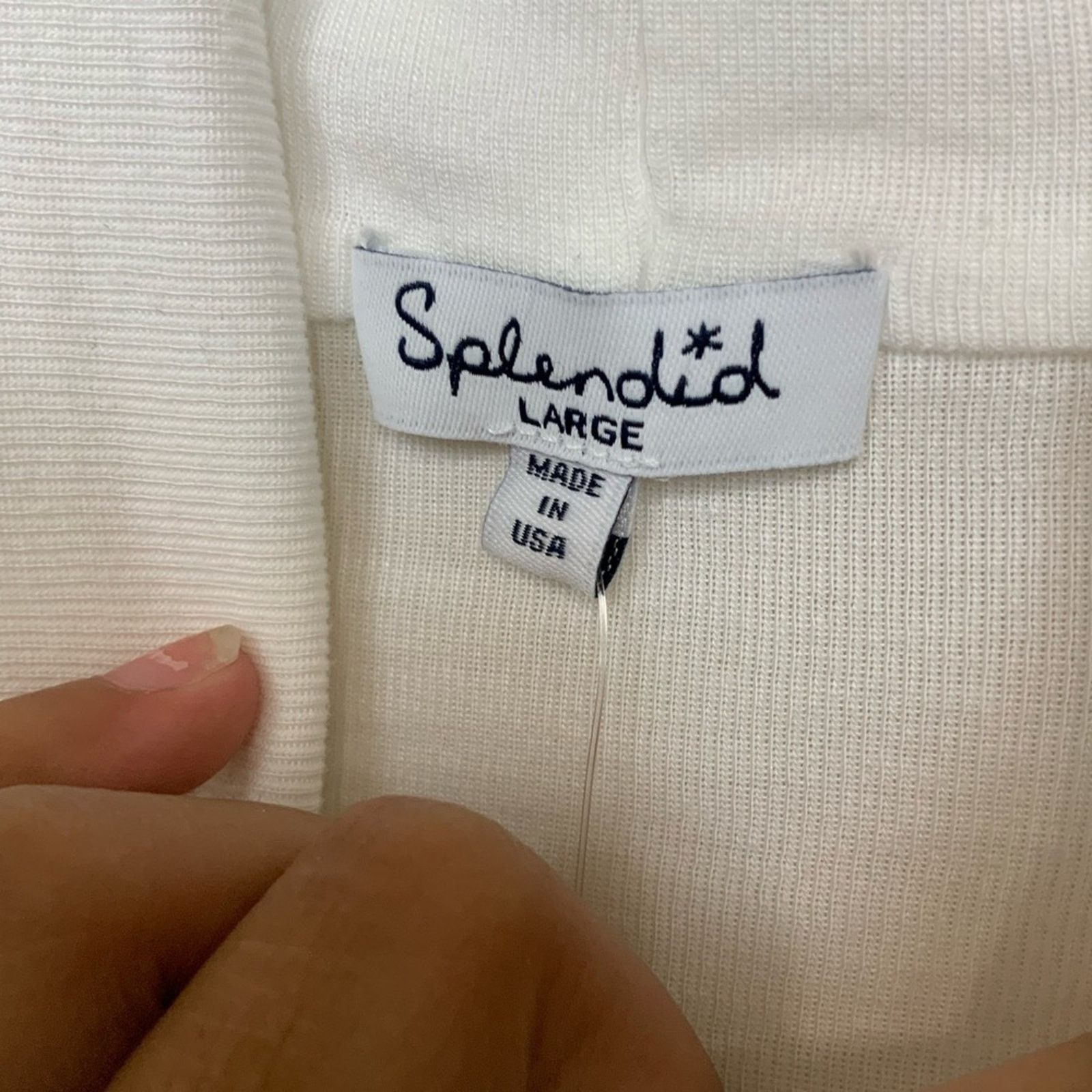 Splendid Splendid Long Sleeve Modal Supima Cotton Turtleneck White L Size L / US 10 / IT 46 - 4 Thumbnail