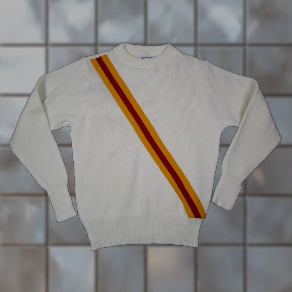 Vintage VINTAGE East-Tenn Sweater Mens 38 White Crew Neck Pullover Varsity School Retro Shirt Men XS? Size US M / EU 48-50 / 2 - 1 Thumbnail