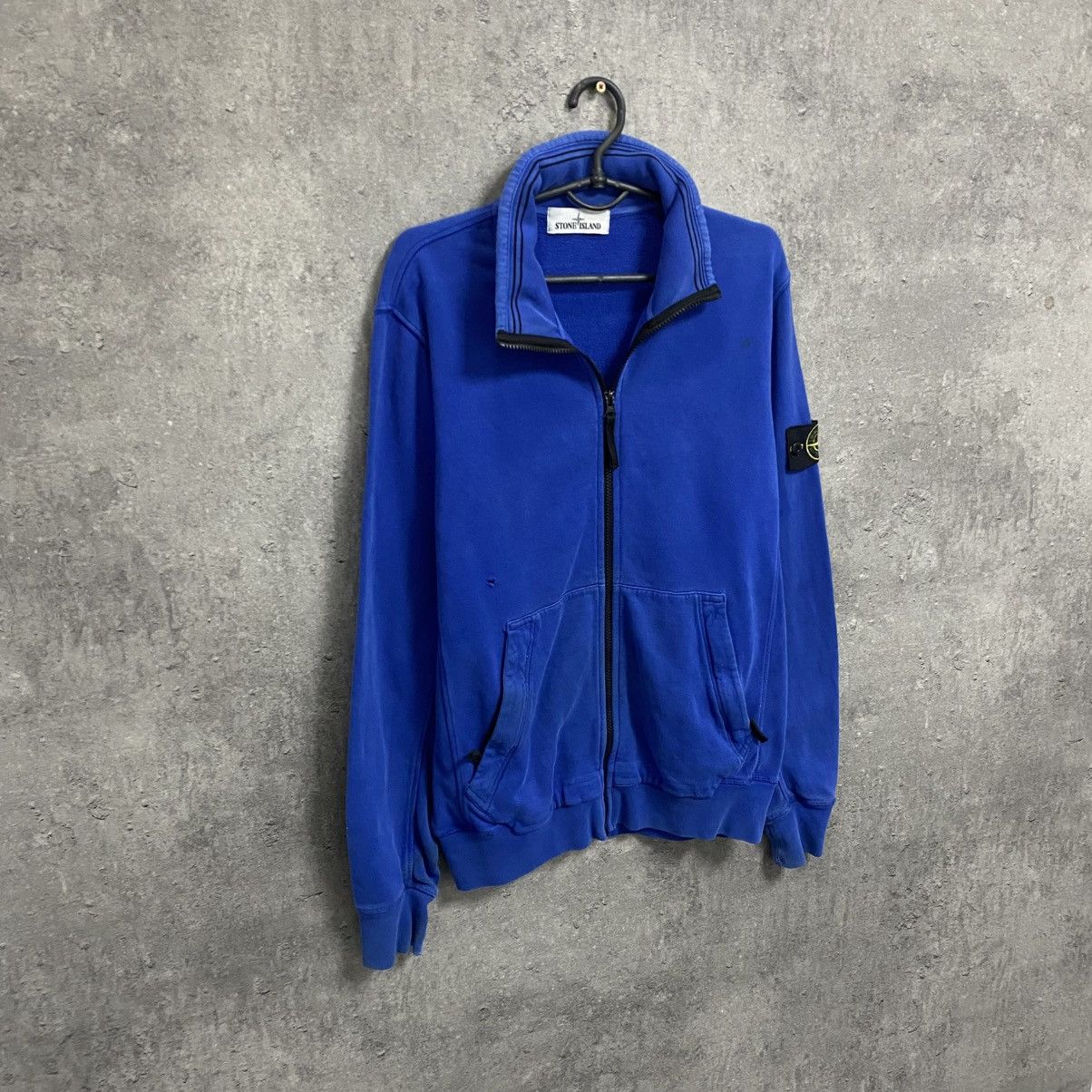 Stone Island 00s Vintage Stone Island Zip Hoodie Full Zip Blue Size US L / EU 52-54 / 3 - 3 Thumbnail