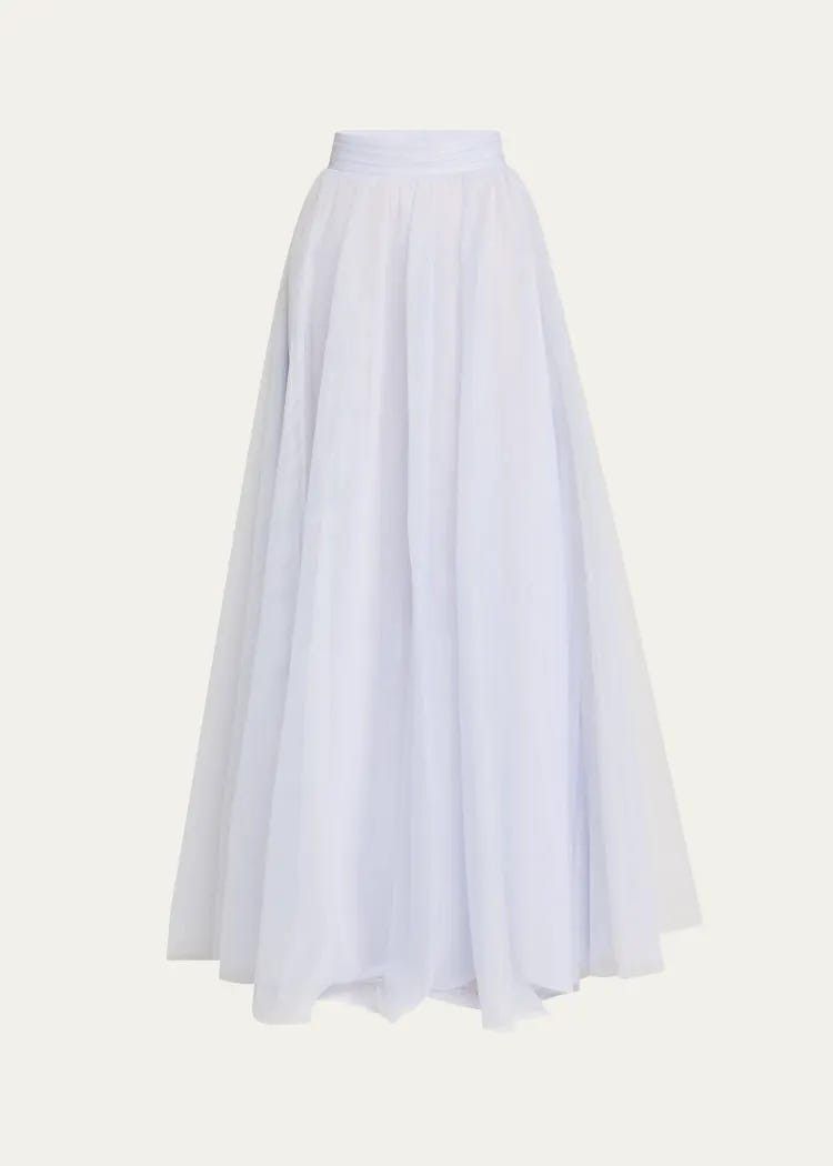 oc11z1025 Tulle Midi Skirt in Light Blue