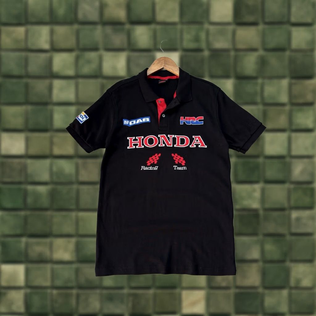 Honda VINTAGE Honda Racing Polo T-Shirt Short Sleeve Mens Size L Black Cotton Polo Shirt Racing Nascar 90s Honda Vintage Polos Polos Black Mens L Size US L / EU 52-54 / 3 - 1 Thumbnail