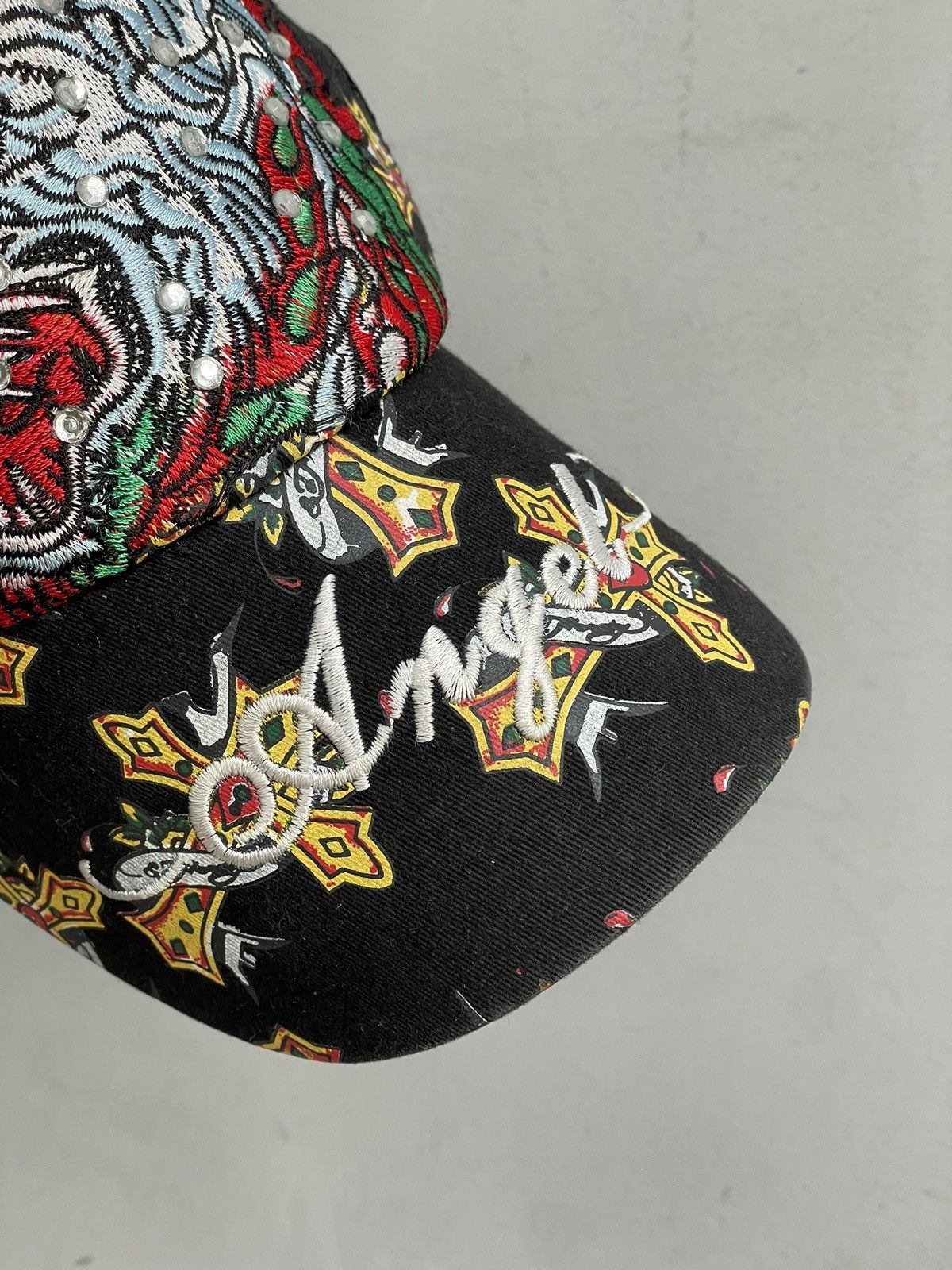 Christian Audigier Strass hype big logo Ed Hardy style cap hat y2k Size ONE SIZE - 5 Thumbnail
