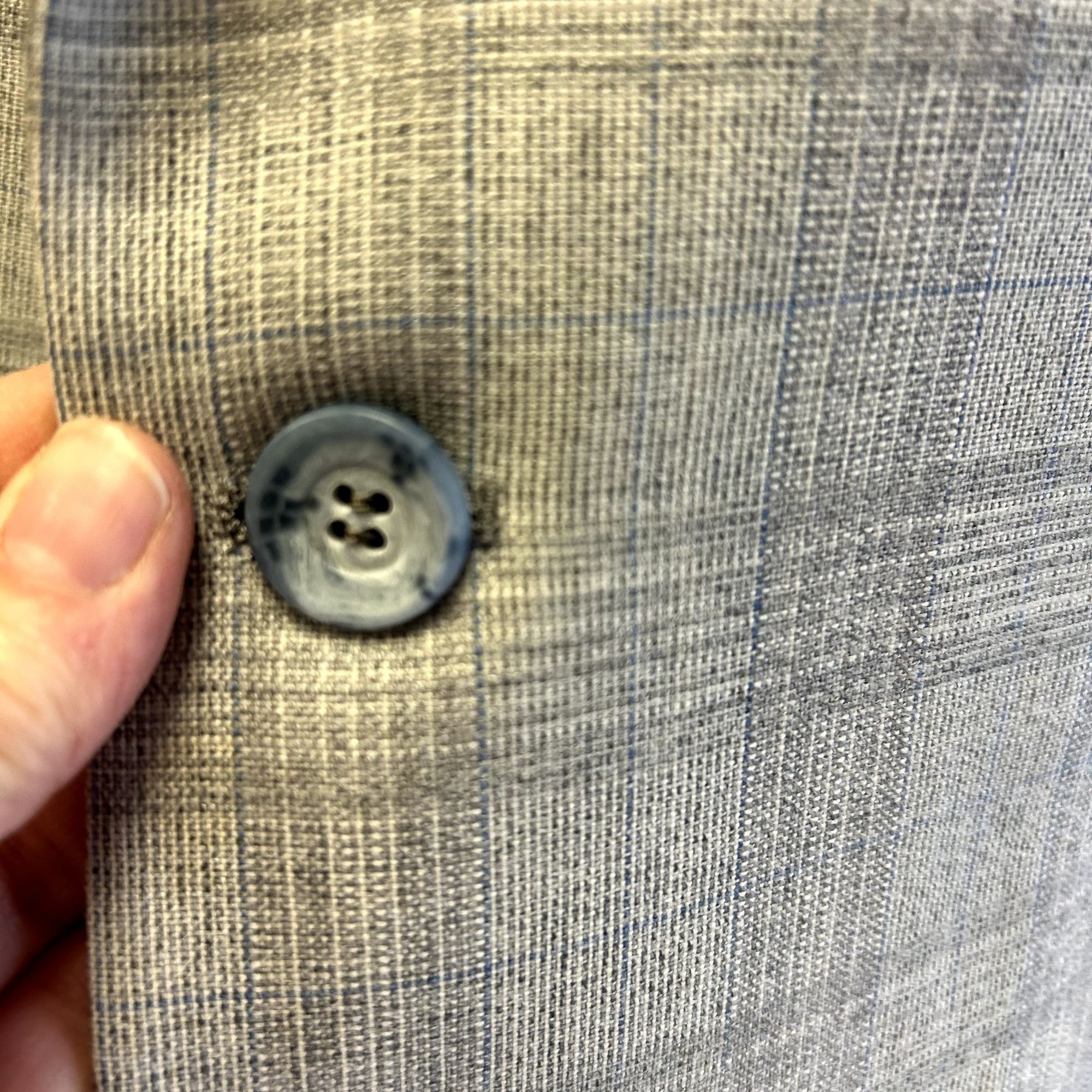 70's House of Pimlico MOD Gray Blue OVERCHECK Wool Suit 42 L