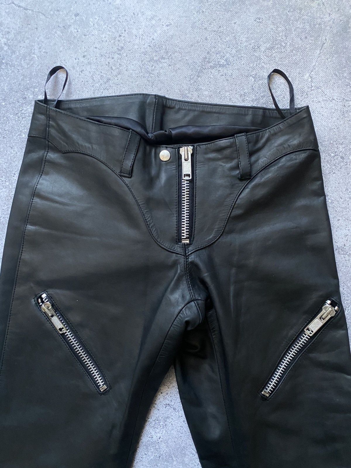 Other Vintage Mavip Leder Pants Leather Avant Garde Biker Moto Size 29" - 2 Thumbnail