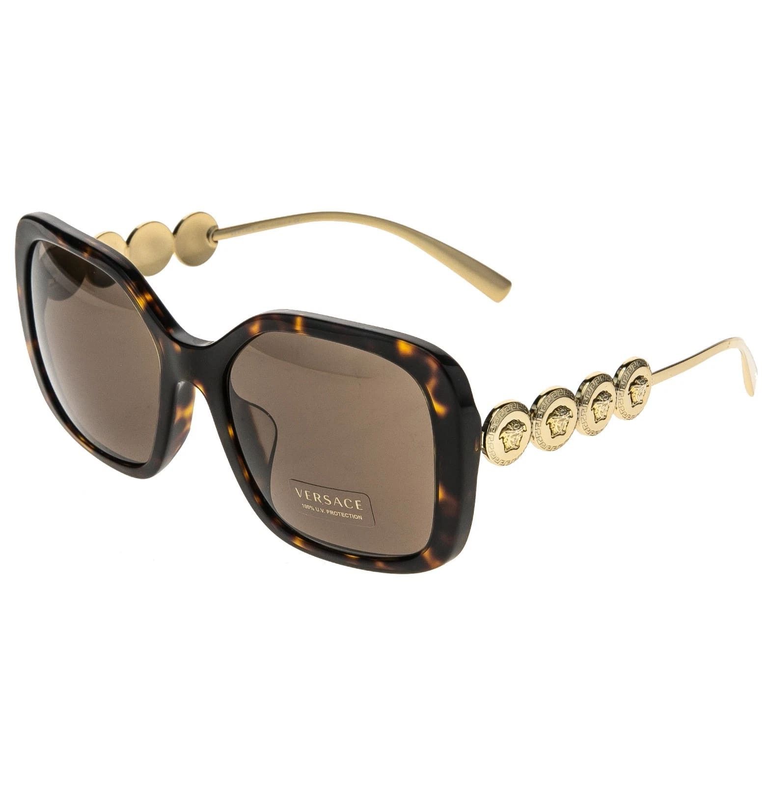 Versace VERSACE VE4375F 4375 Gold Coin Medusa Stud Brown Rectangular Size ONE SIZE - 8 Thumbnail