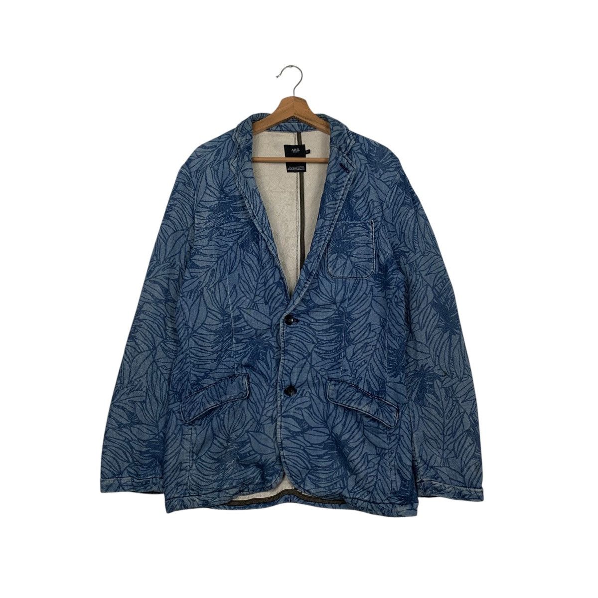 Japanese Brand AZUL Leaf Print Unconstructed Blazer Casual Wear #2772-C125 Size US XL / EU 56 / 4 - 1 Thumbnail