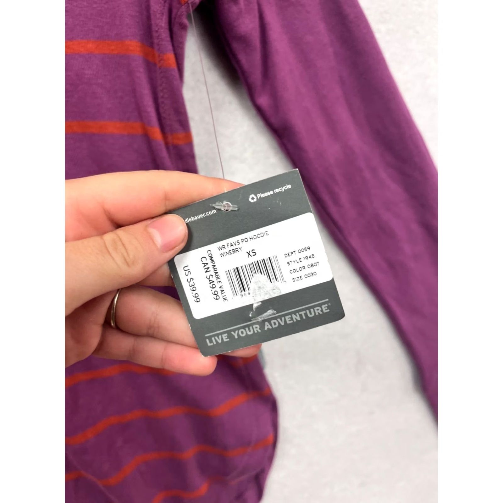 Eddie Bauer Eddie Bauer Hooded Long Sleeve Shirt Womens XS Striped Purple Size XS / US 0-2 / IT 36-38 - 3 Thumbnail