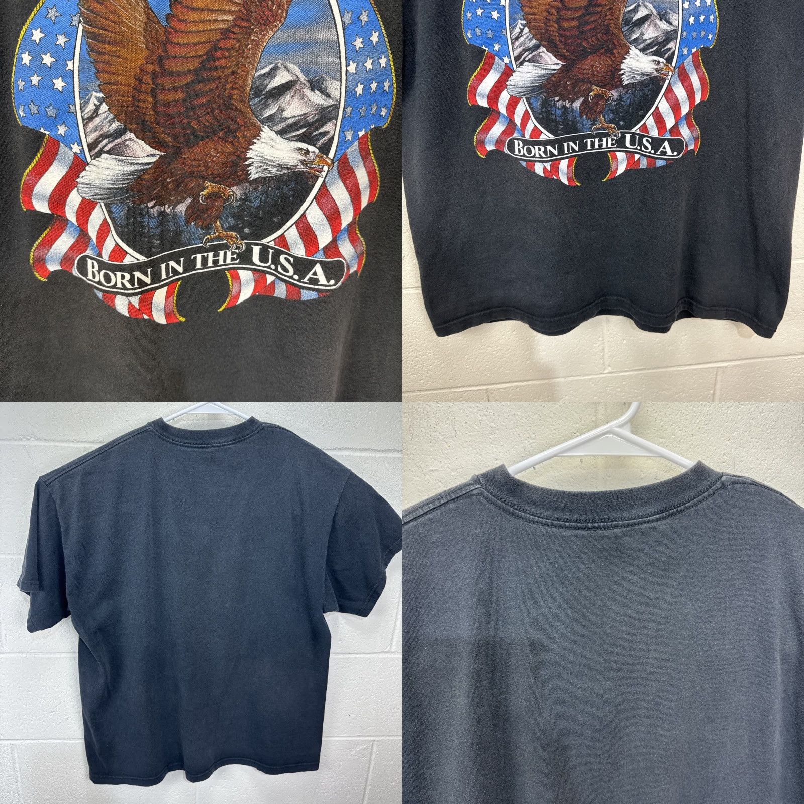 Born VINTAGE American Flag Eagle T-Shirt Men XL Short Sleeve Black 90s Patriotic Usa Size US XL / EU 56 / 4 - 8 Thumbnail