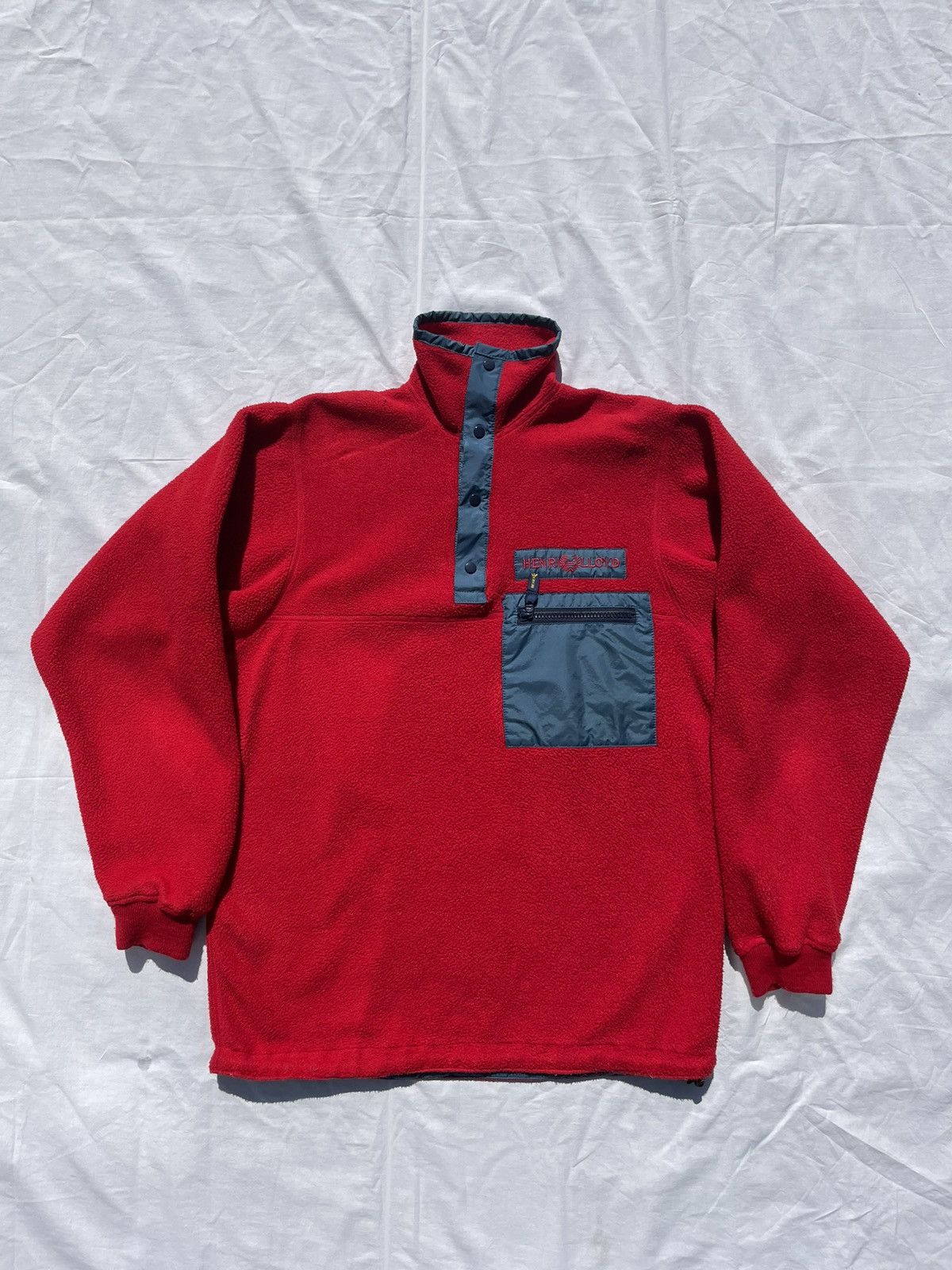 image of Vintage Henri Lloyd Polartec Fleece Pullover in Red, Men's (Size Small)