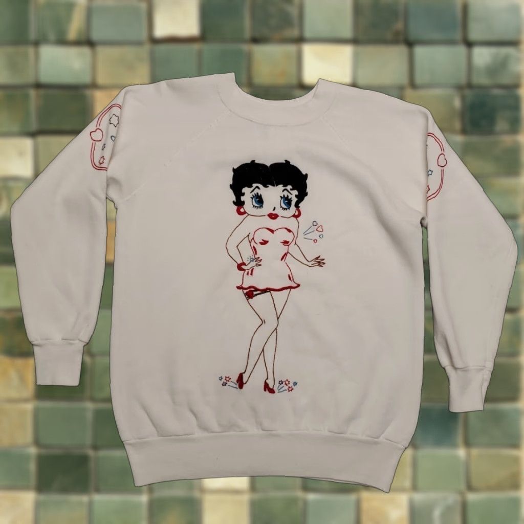 Vintage VINTAGE Betty Boop Sweatshirt Mens XL Raglan 90s Made in USA Embroidered READ Size US XL / EU 56 / 4 - 1 Thumbnail