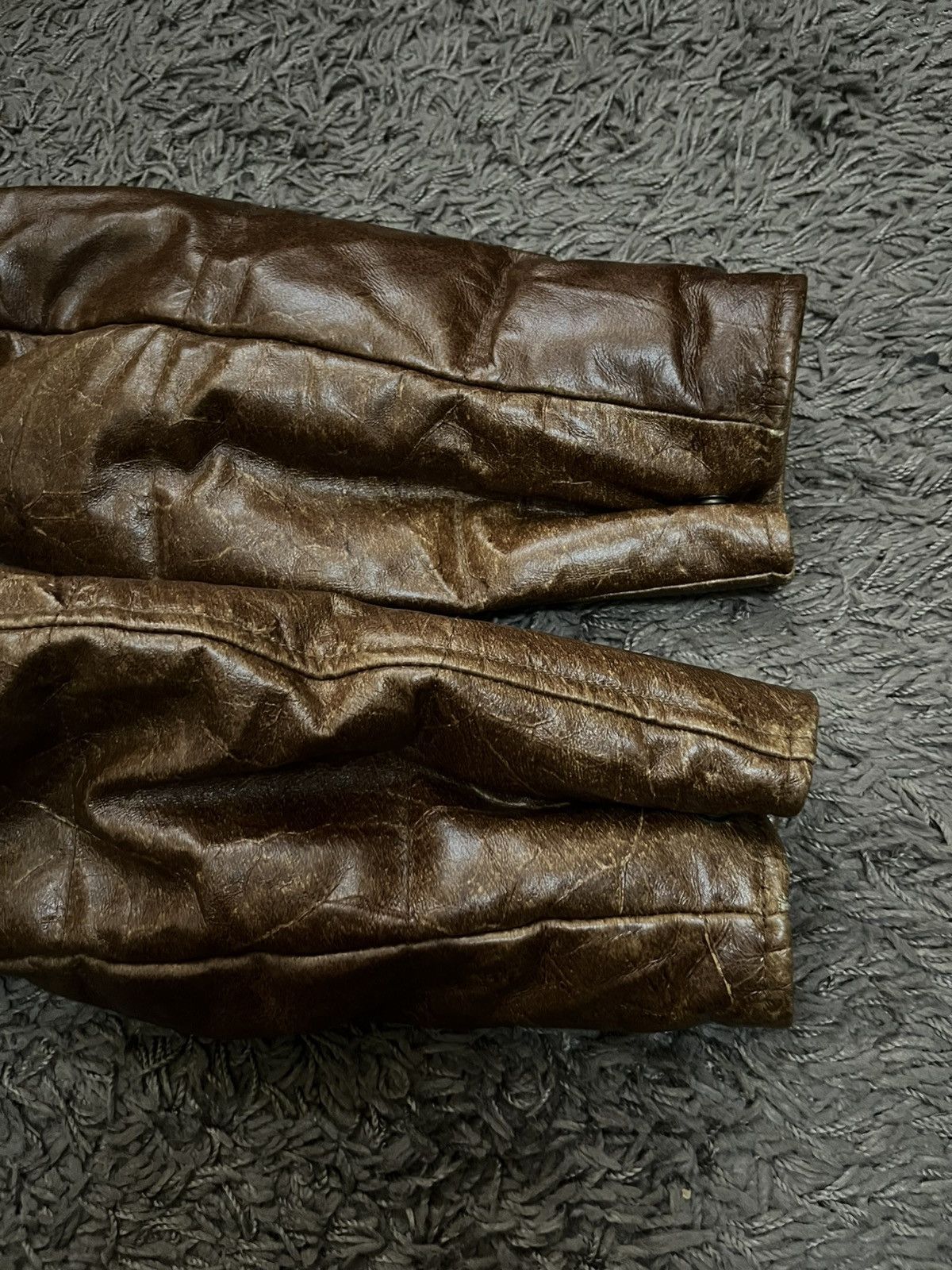 Branded Leather 1990s ROBERTO MASSINI cowhide detachable trim hood #I2 Size US M / EU 48-50 / 2 - 7 Thumbnail