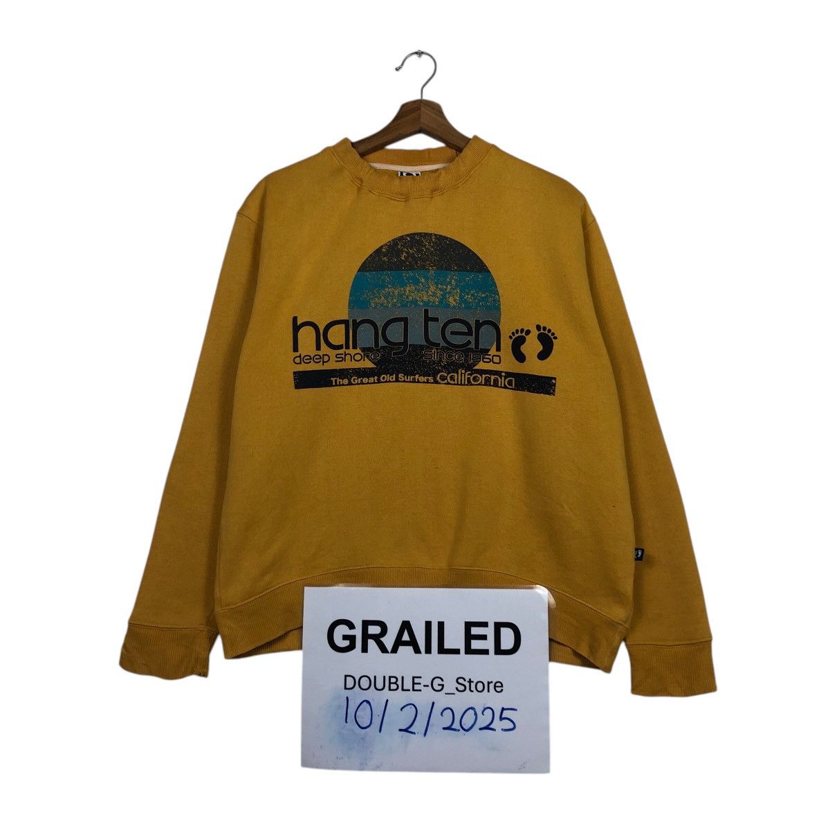 Japanese Brand Vintage Hang Ten Surf Crewneck Sunset Graphic, Mustard Gold Size US M / EU 48-50 / 2 - 1 Thumbnail