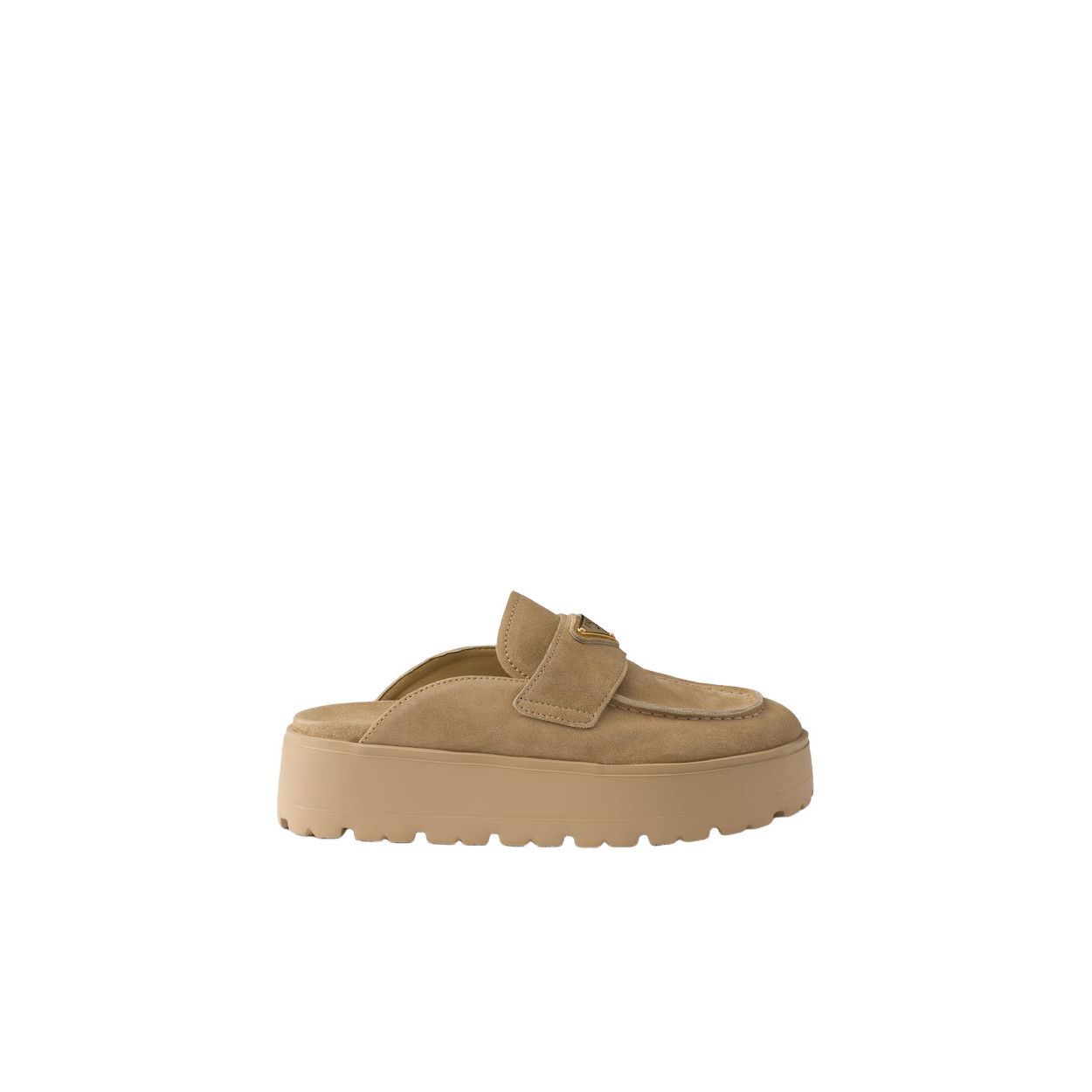 Prada PRADA $1250 Ecru Suede Platform Mules New & Authentic (Women Size US 9 / IT 39 - 2 Thumbnail