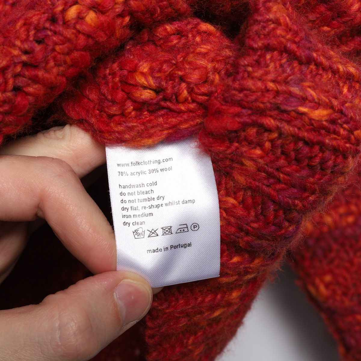 Folk Folk Acrylic Wool Sweater Orange Red Knit Size US L / EU 52-54 / 3 - 13 Thumbnail