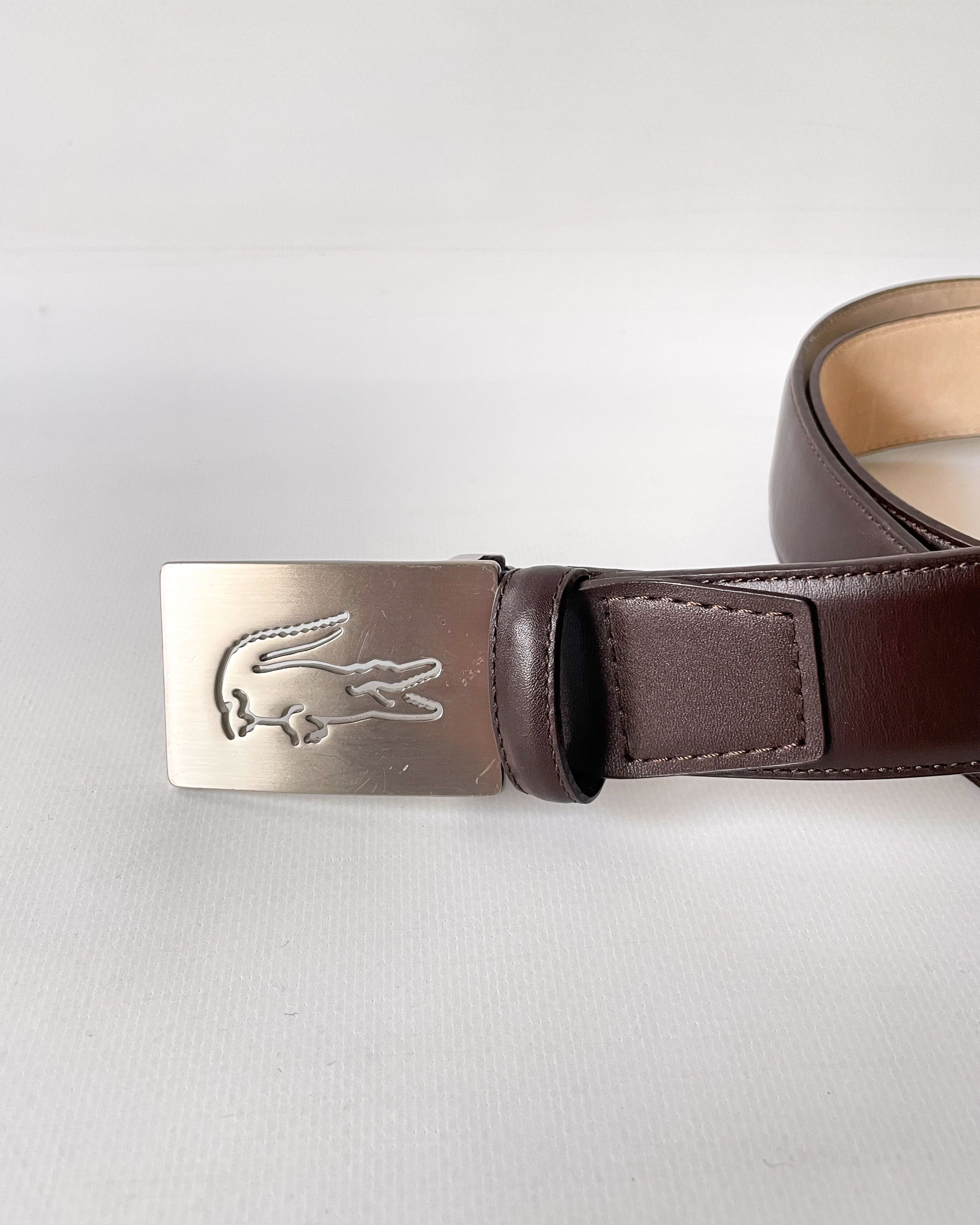 Lacoste Lacoste Leather Belt Crocodile Logo Buckle Size 38 - 7 Thumbnail
