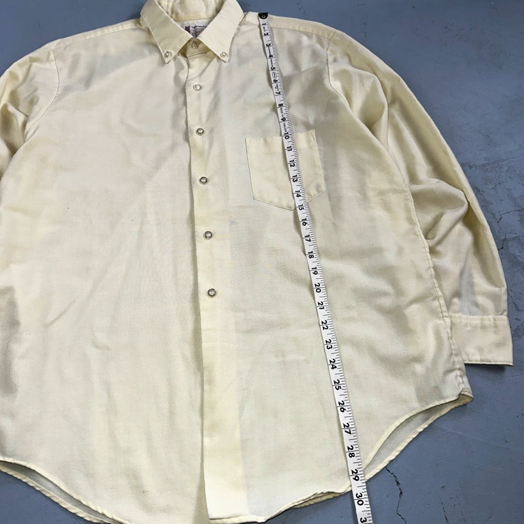 Penn VINTAGE TownCraft Shirt Men L Yellow White Stripe 60s 1960s USA Casual Button-Up Size US L / EU 52-54 / 3 - 7 Thumbnail