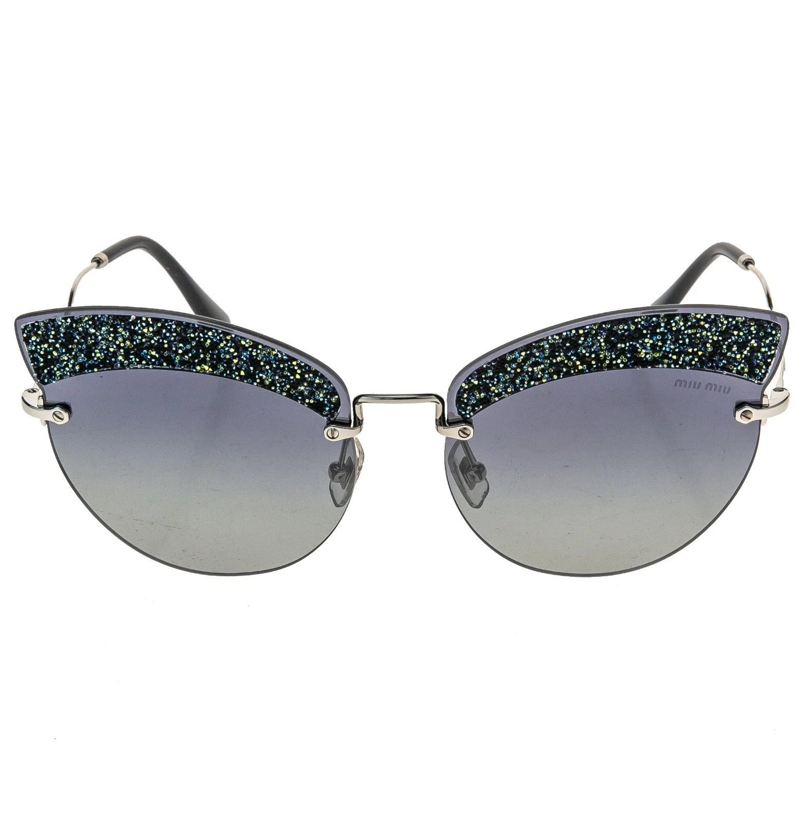 Miu Miu MIU MIU MU58TS 58T GLITTER FABRIC Blue Silver Sunglasses Size ONE SIZE - 2 Thumbnail