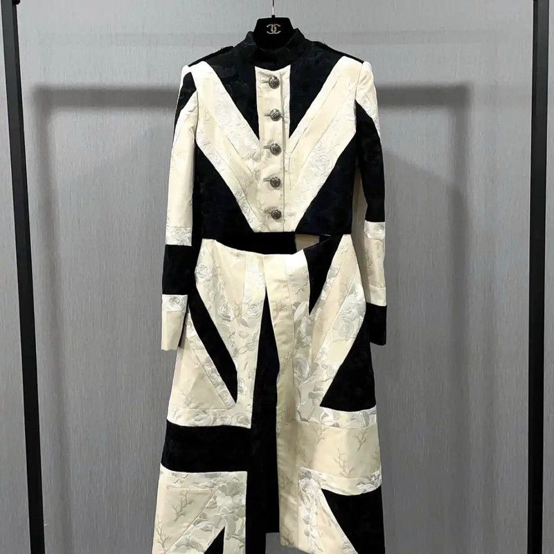 Alexander McQueen Winter Long Color Block Coat 0089