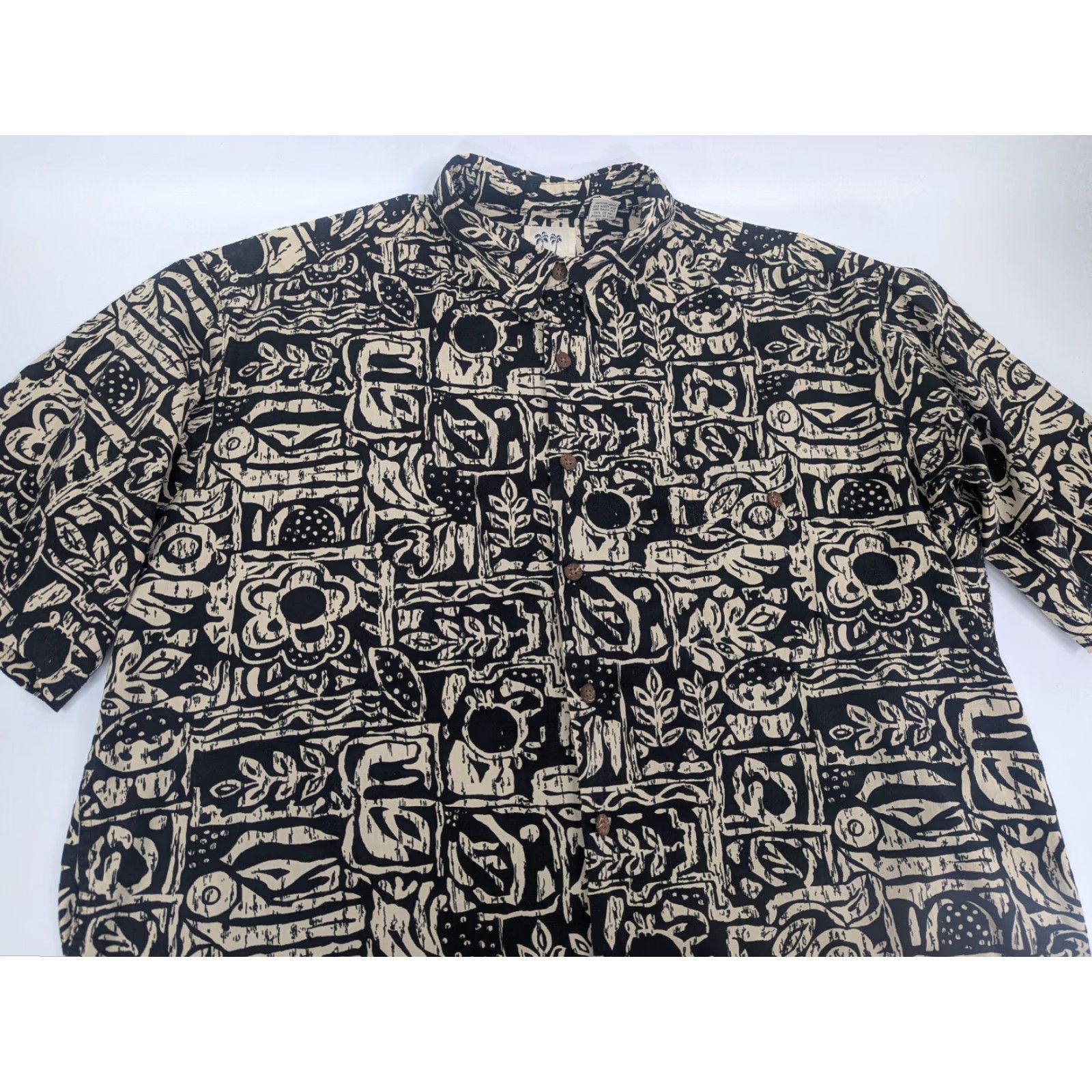 Vintage VINTAGE Pau Hana Hawaiian Shirt Mens XL Black Beige Printed Short Sleeve Button Up Down Shirt Size US XL / EU 56 / 4 - 2 Thumbnail