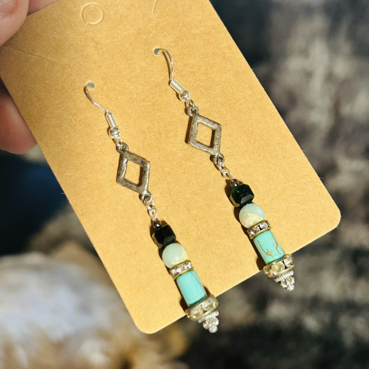 Handmade Handcrafted elegant genuine stone earrings Size ONE SIZE - 1 Thumbnail