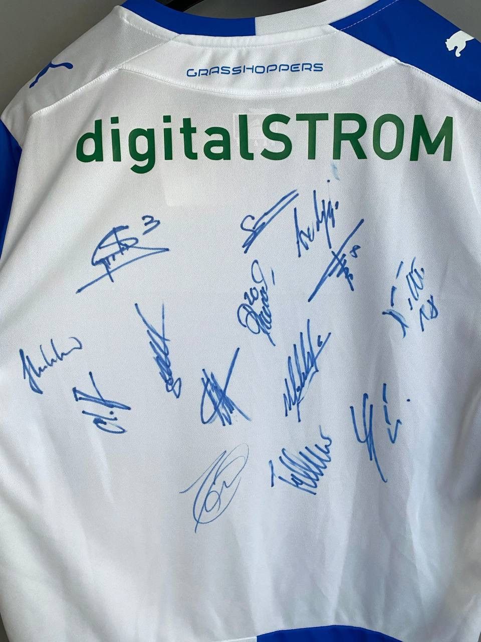 Puma Grasshopper Zurich 2013/14 Home Soccer Jersey Autograph Team Size US XL / EU 56 / 4 - 6 Thumbnail