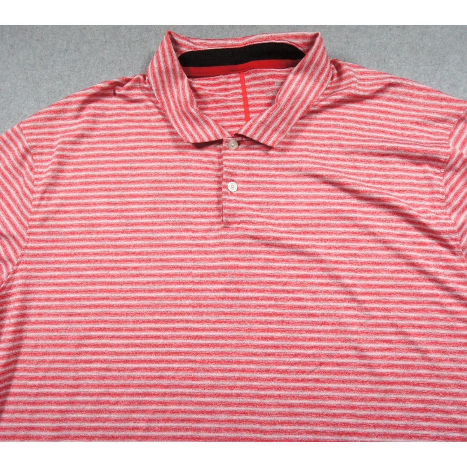 Nike Nike Tiger Woods Dri-Fit Polo Shirt Mens XL Red Striped Golf Boulder Ridge Polyester Spandex Logo Cap Neck Collared Short Sleeve Men’s Golf Shirt Size US XL / EU 56 / 4 - 2 Thumbnail