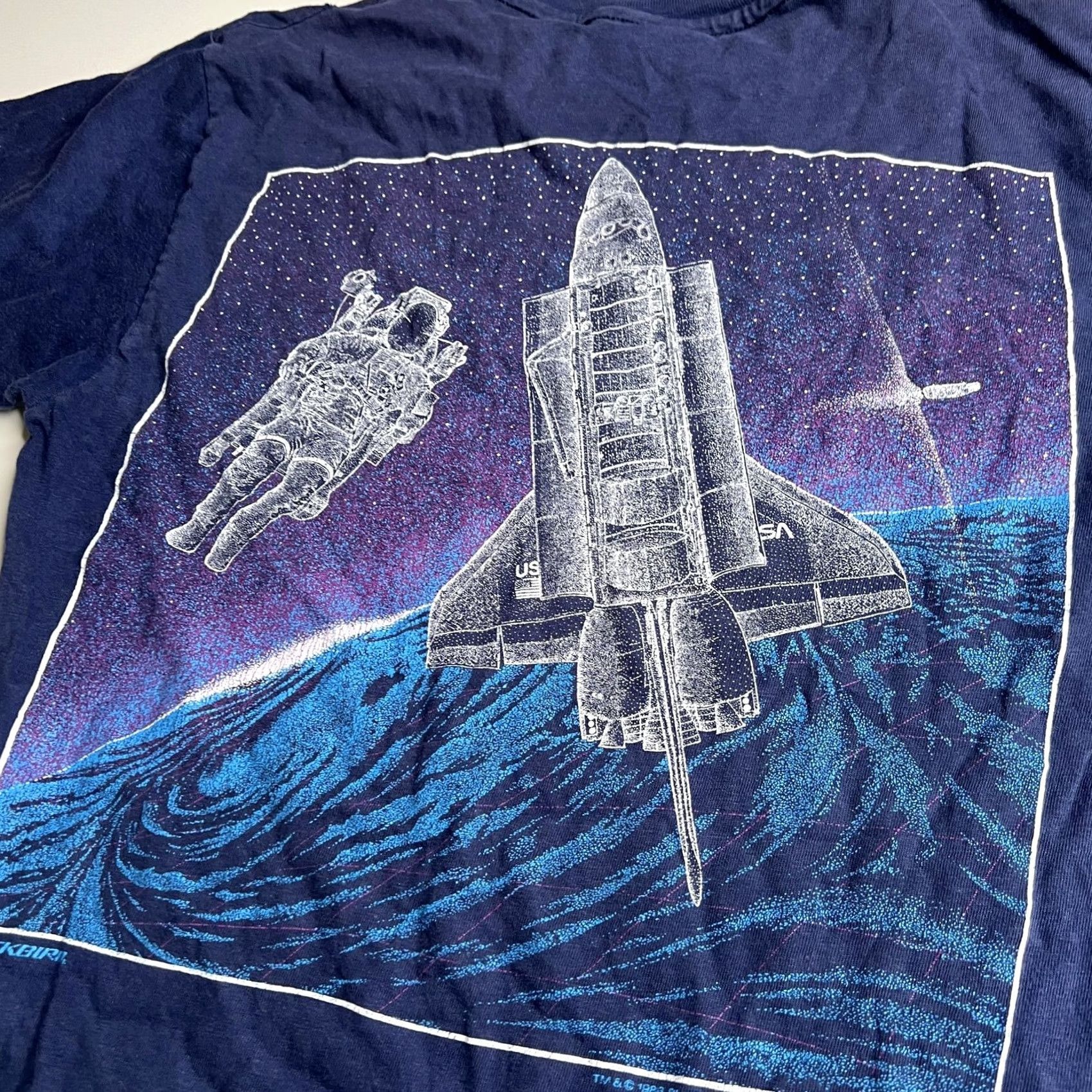 Hanes VINTAGE NASA Johnson Space Center Shirt Mens Medium Blue Hanes Beefy-T 80s Space Shuttle 1983 Graphics Size US M / EU 48-50 / 2 - 7 Thumbnail
