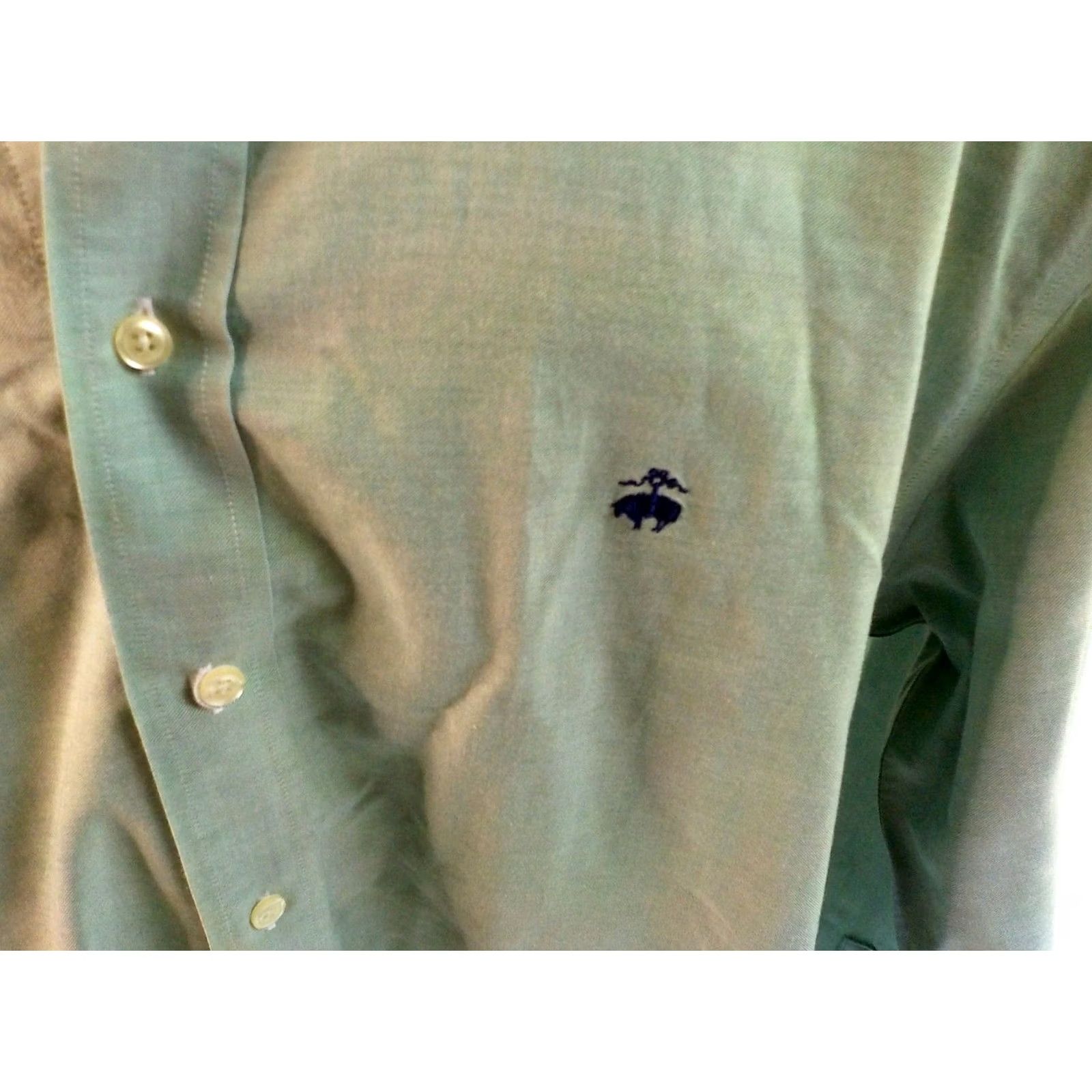 Brooks Brothers Brooks Brothers 346 Button-Down Shirt Green 100% Cotton Large Mens Button-Up Non-Iron Long Sleeve Size US L / EU 52-54 / 3 - 3 Thumbnail