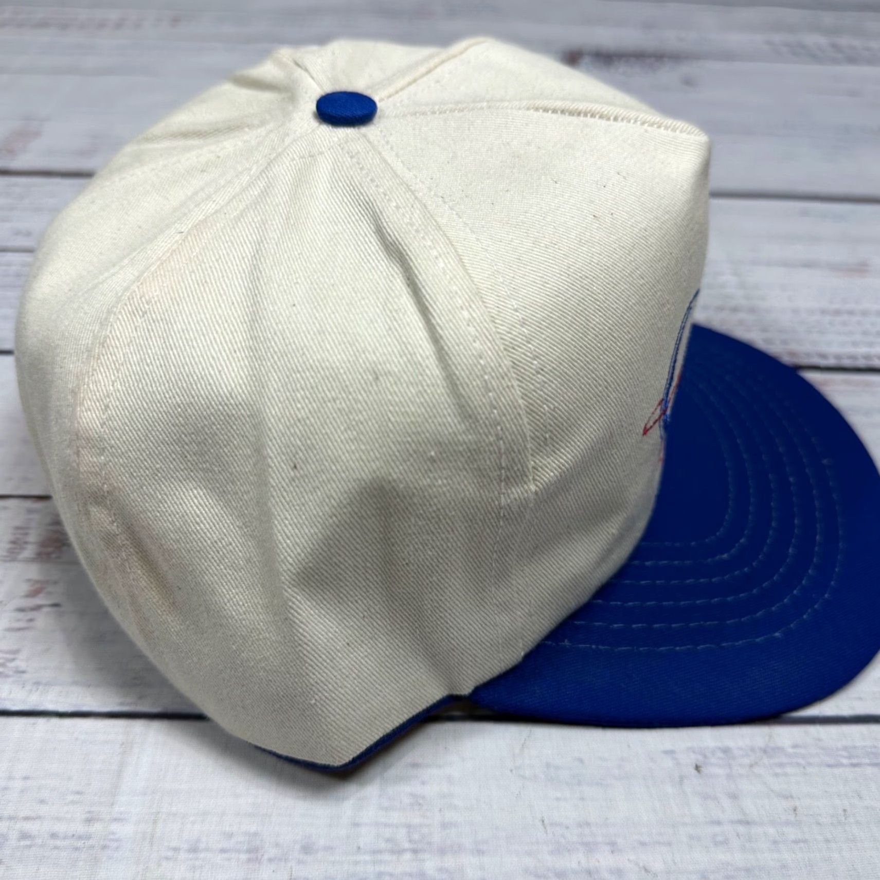 Vintage VINTAGE Air Force Reserve A Great Way To Serve Snapback Hat Beige Blue Mens One Size Beige/Blue Snapback Ball Cap Size ONE SIZE - 4 Thumbnail