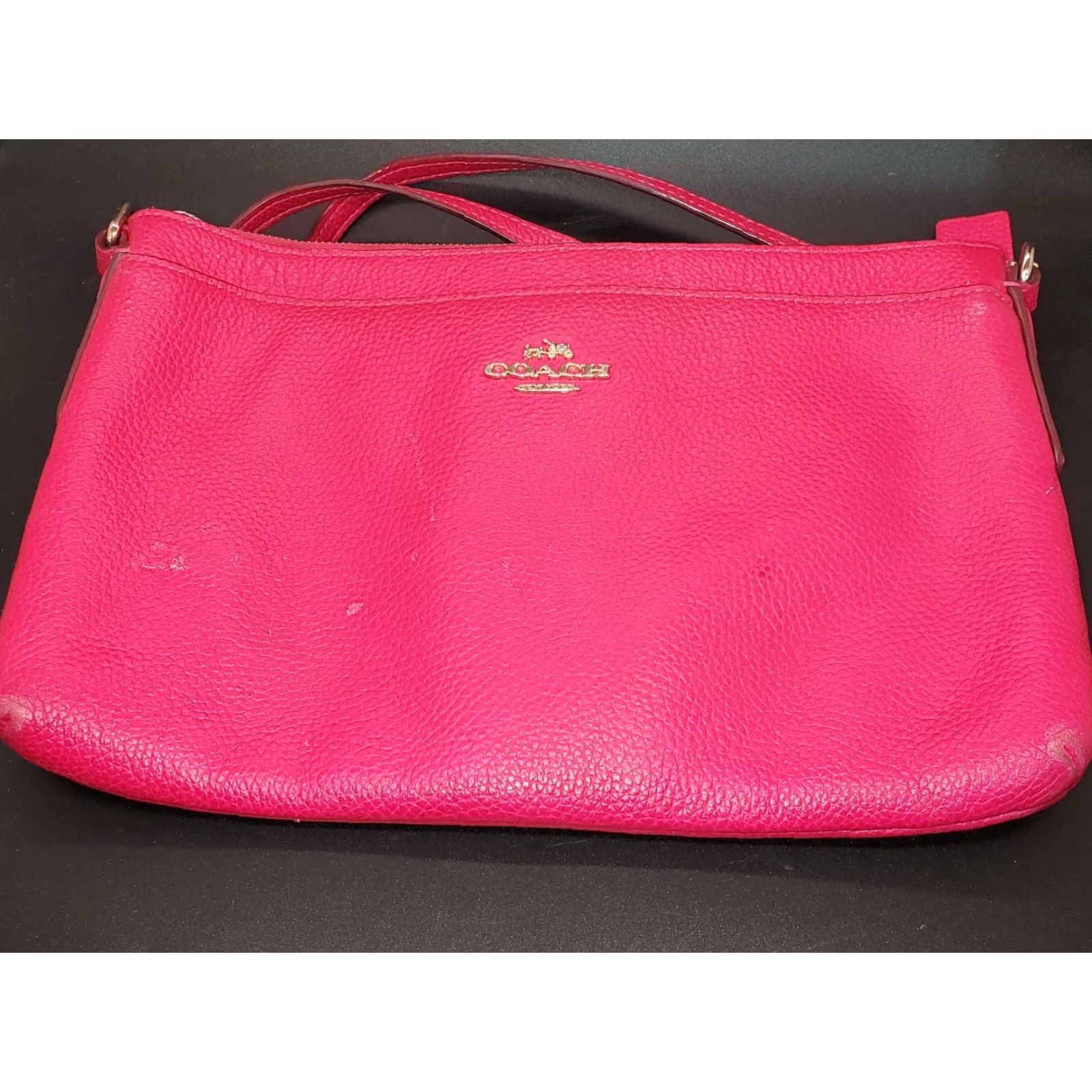 Coach VINTAGE Coach Signature Crossgrain Leather Crossbody Fuschia Pink Purse F57788 Size ONE SIZE - 2 Thumbnail