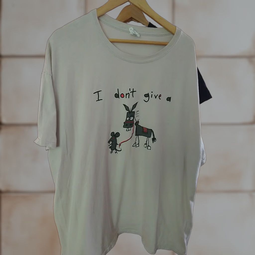 Gildan VINTAGE Funny T-shirt Parody I Don't Give A Rats Ass T-shirt 3XL Men Beige T-Shirt Size US XXL / EU 58 / 5 - 1 Thumbnail