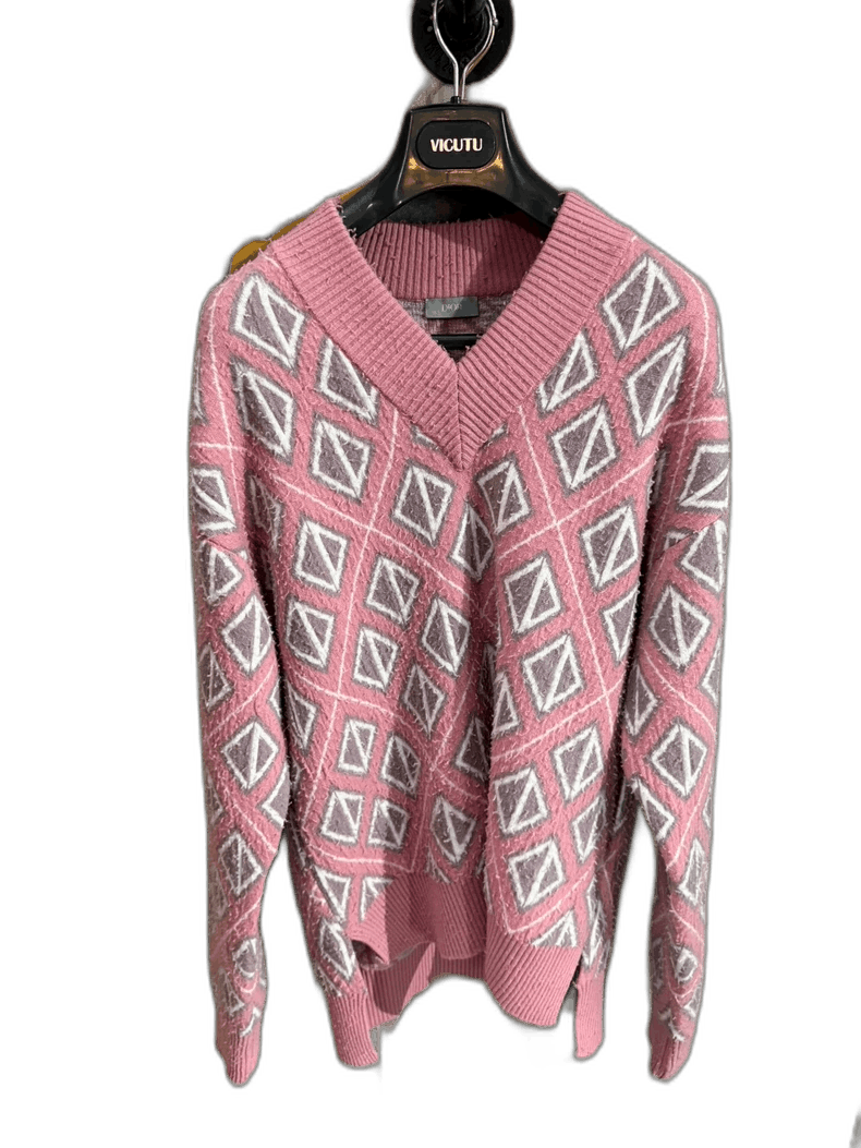 Dior dior pink geometric pattern sweater Size US M / EU 48-50 / 2 - 1 Thumbnail