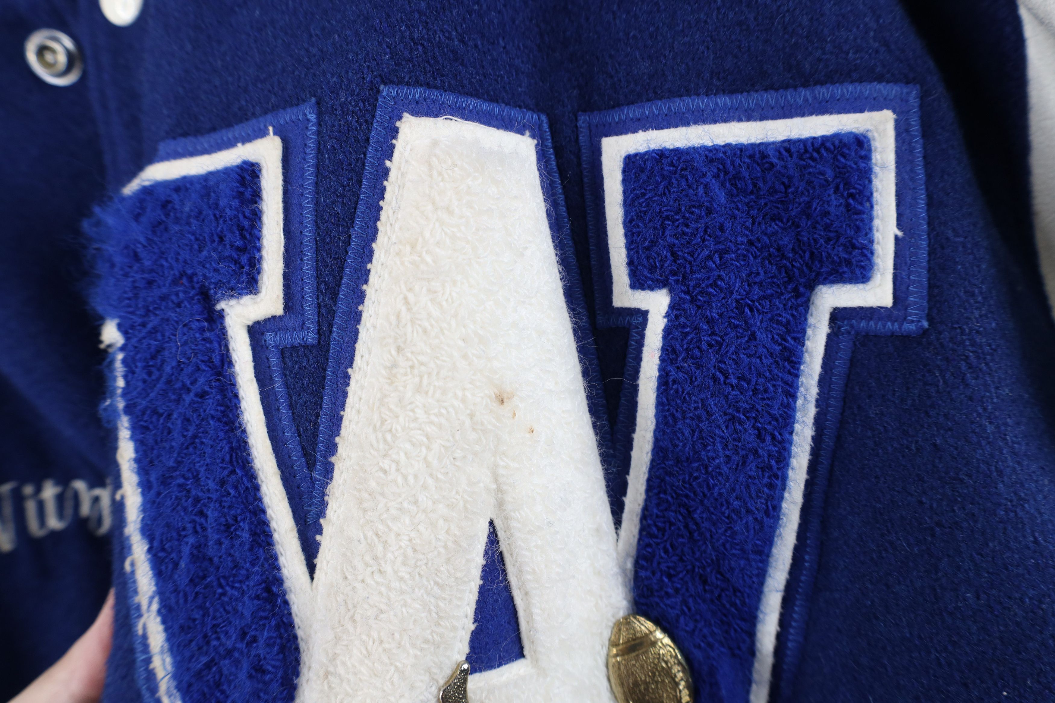 Vintage Vintage 90s Wool Leather Varsity Letterman Jacket Blue USA Size US XL / EU 56 / 4 - 7 Thumbnail