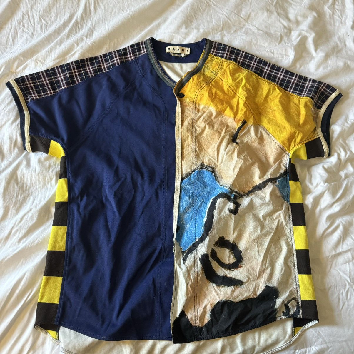 image of Marni × Florian Hetz & Betsy Podlach Patchwork Shirt S/s19 in Blue, Men's (Size XL)