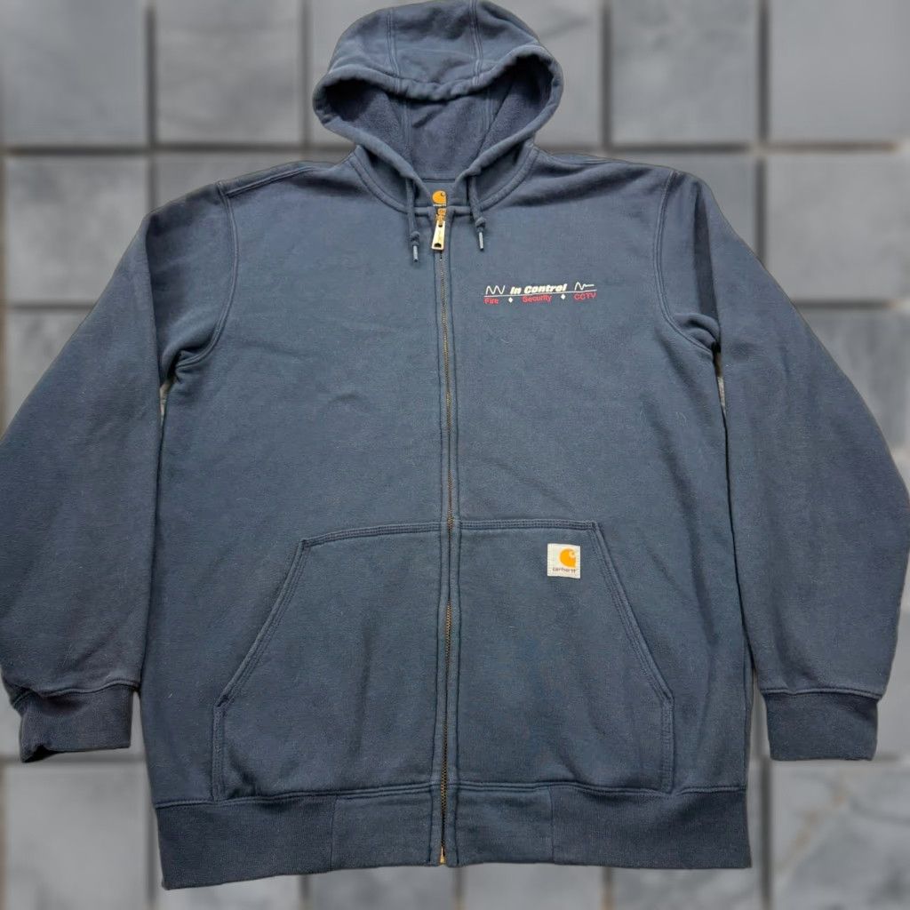 Carhartt Carhartt Hoodie Mens Full Zip Navy Blue In Control Security Workwear M Medium Size US M / EU 48-50 / 2 - 1 Thumbnail