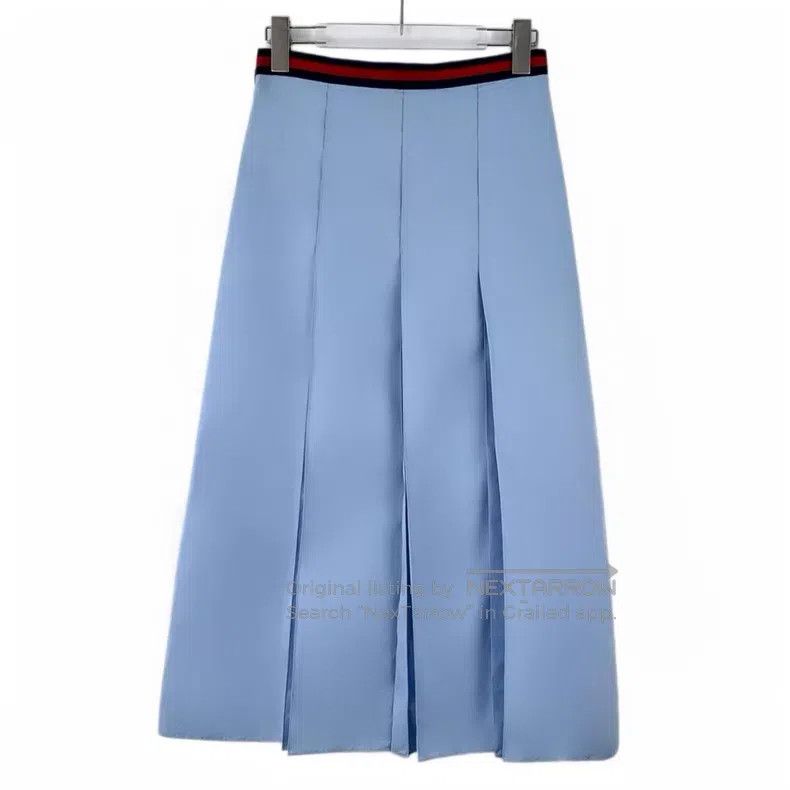 Gucci Gucci Sky blue striped webbing cotton pleated skirt Size 26" / US 2 / IT 38 - 2 Thumbnail