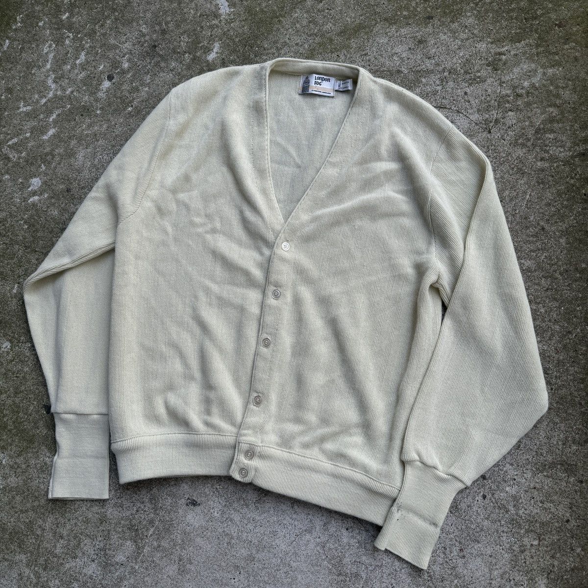 Vintage 1980s London Fog Made in USA Cream Acrylic Cardigan Sweater Size US XL / EU 56 / 4 - 3 Thumbnail